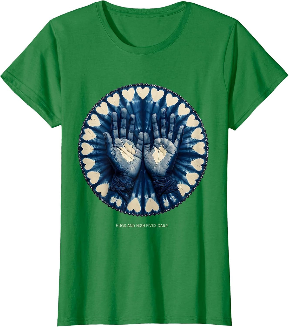 Women's Hugs And High Fives Daily PreK Teacher Design T-Shirt - Kelly Green