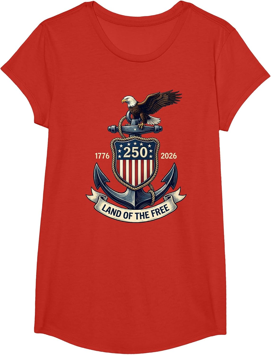 Mademark America 250th / Semiquincentennial T-Shirt - Girls Red-america 250 Land of the Free 1776-2026