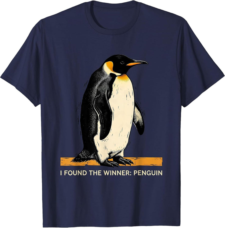 I Found The Winner Penguin Funny Penguin Lover Humor T-Shirt - Navy Blue