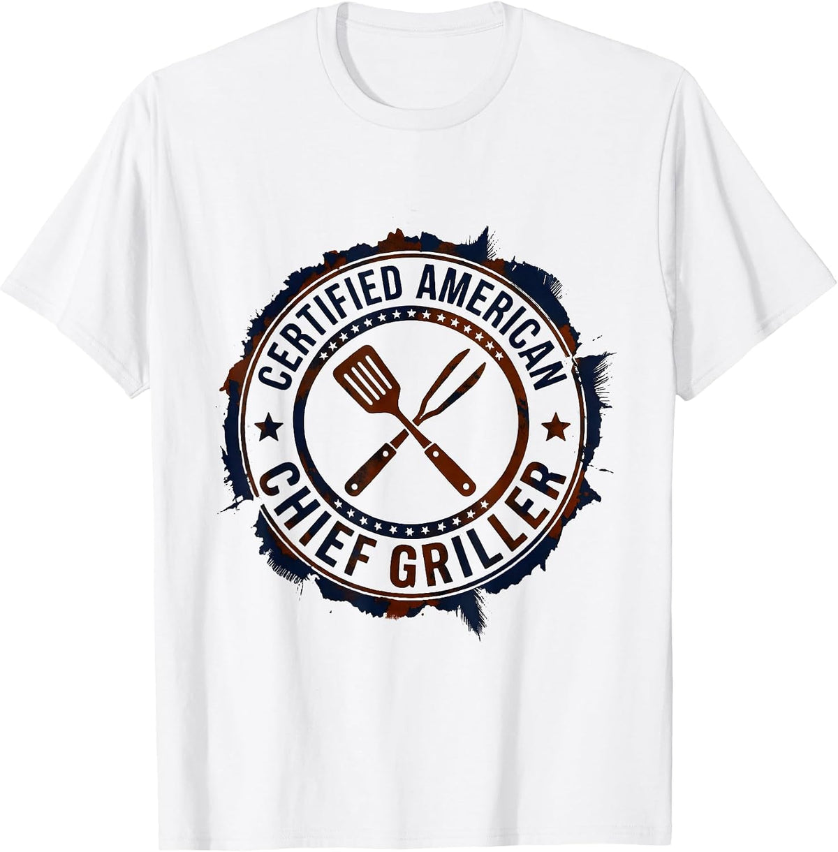 Men's Certified American Chief Griller Vintage Patriotic Grilling T-Shirt - White