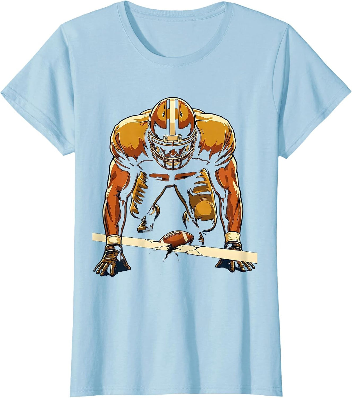 Women's Lineman Brick Wall Football Player Humor T-Shirt - Baby Blue