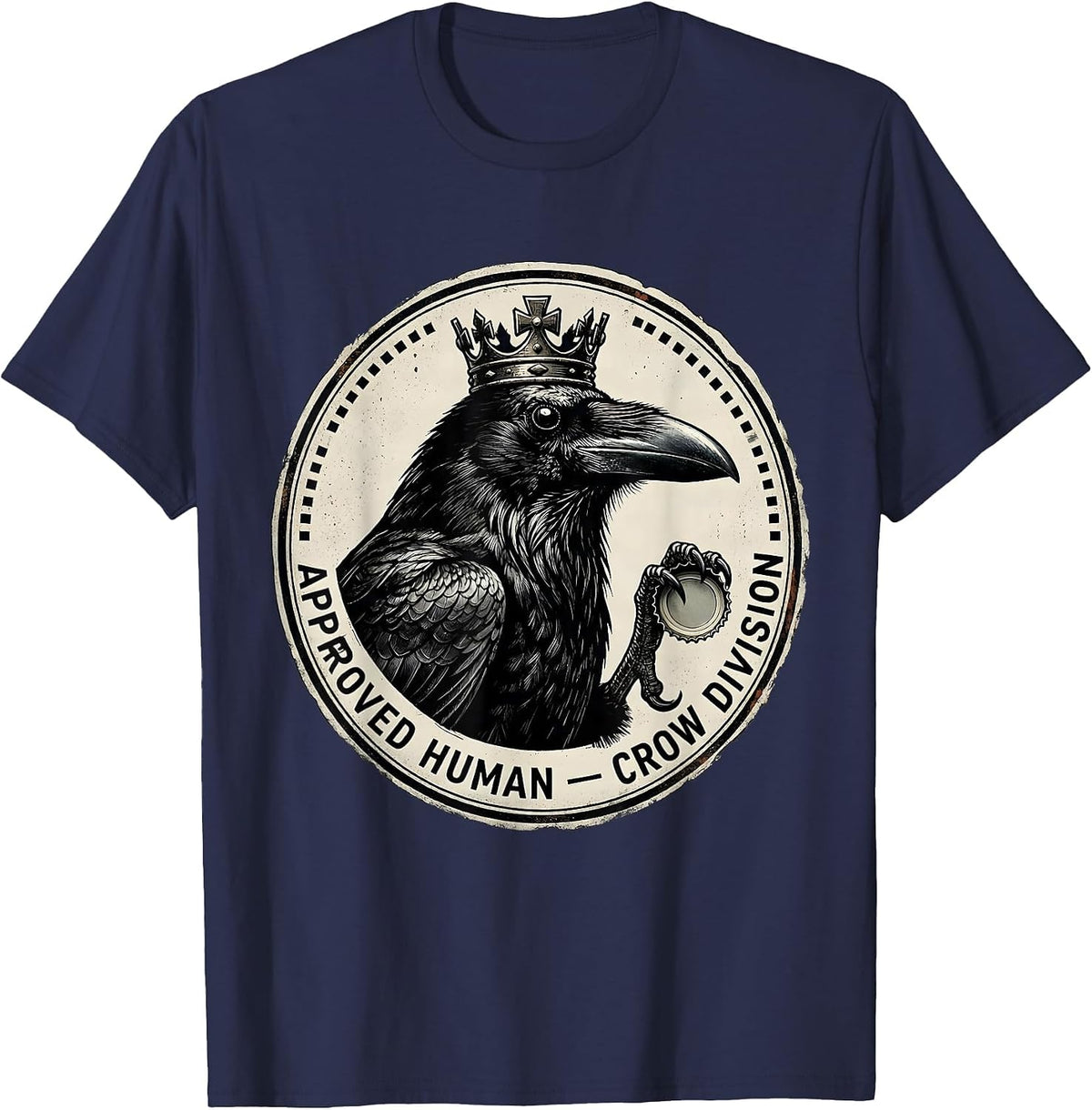 Approved Human — Crow Division Funny Crow F-Caw-F Gothic T-Shirt - Navy Blue