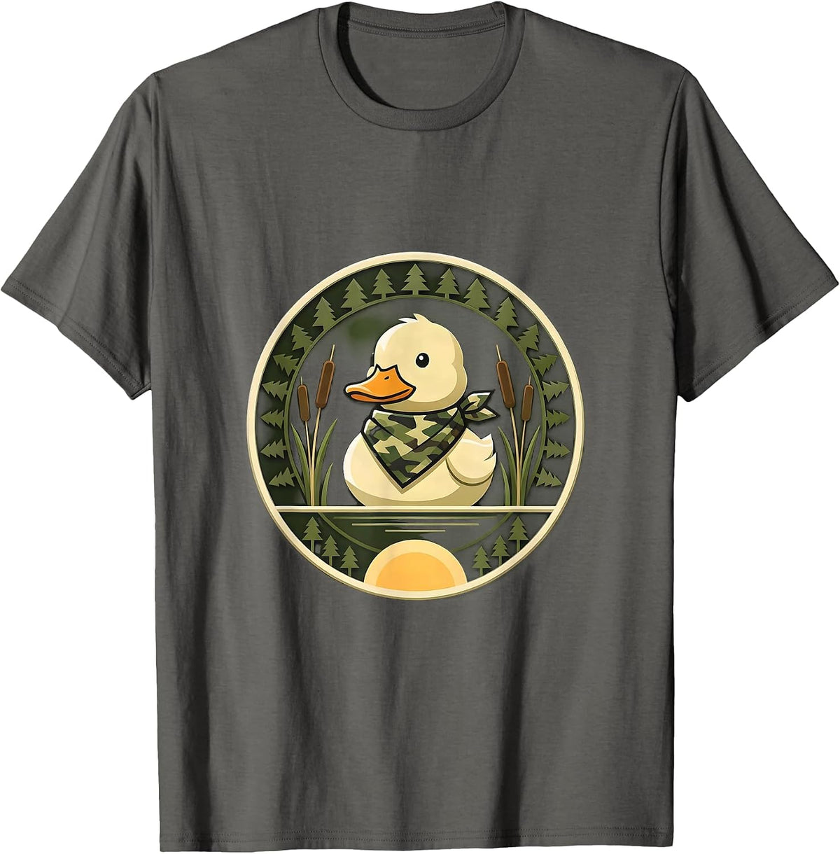 Cute Baby Duck Camo Bandana Toddler Design T-Shirt - Asphalt Grey
