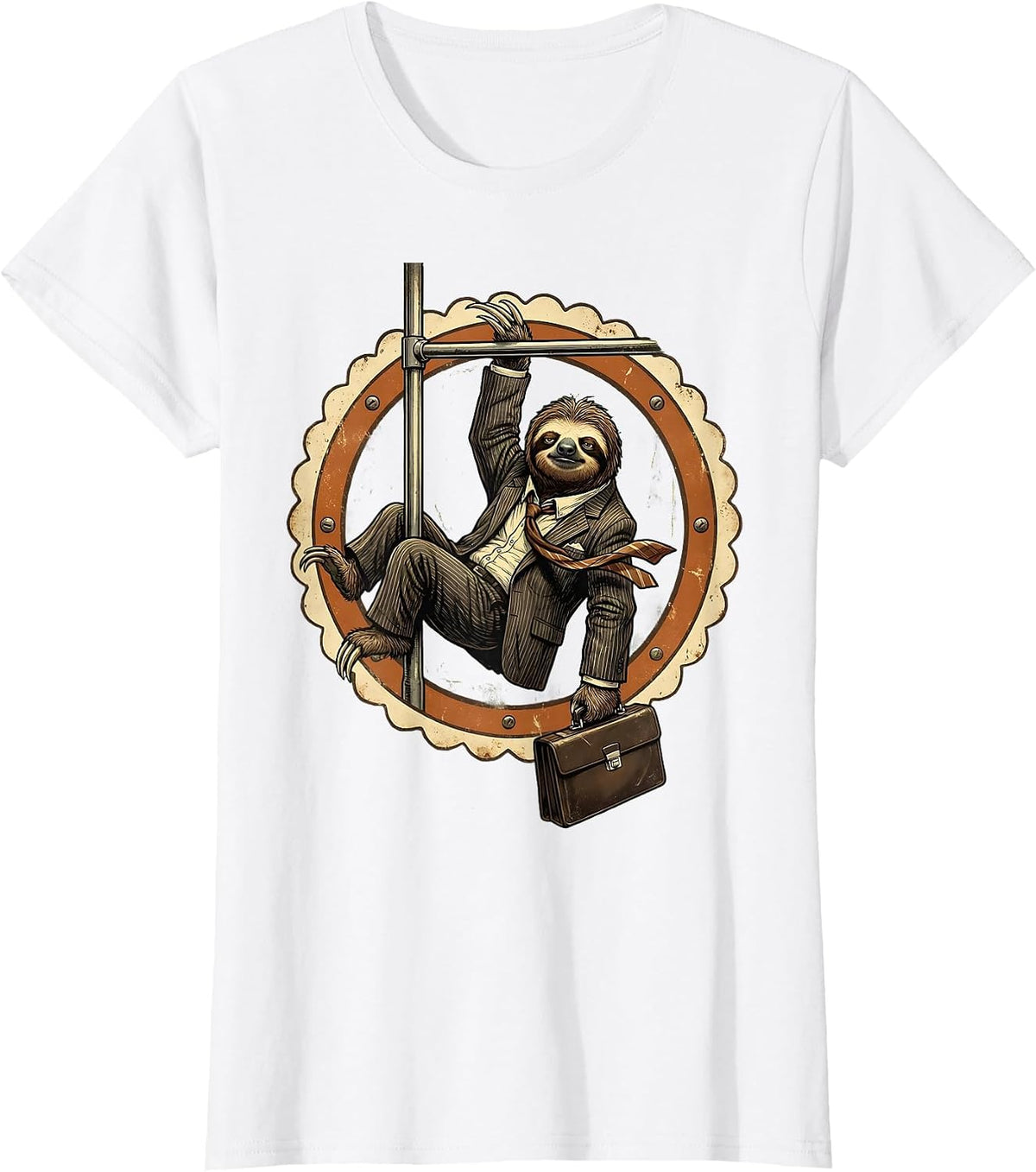 Women's Funny Sloth Business Suit Office Humor Graphic T-Shirt - White