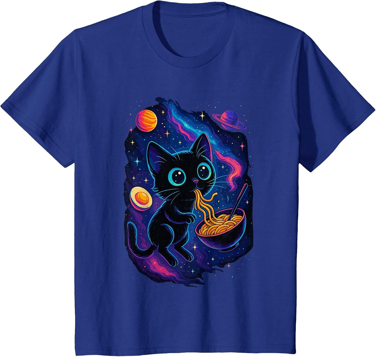 Cat Ramen Shirt, Vintage Japanese Ramen Lovers T-Shirt - Royal Blue