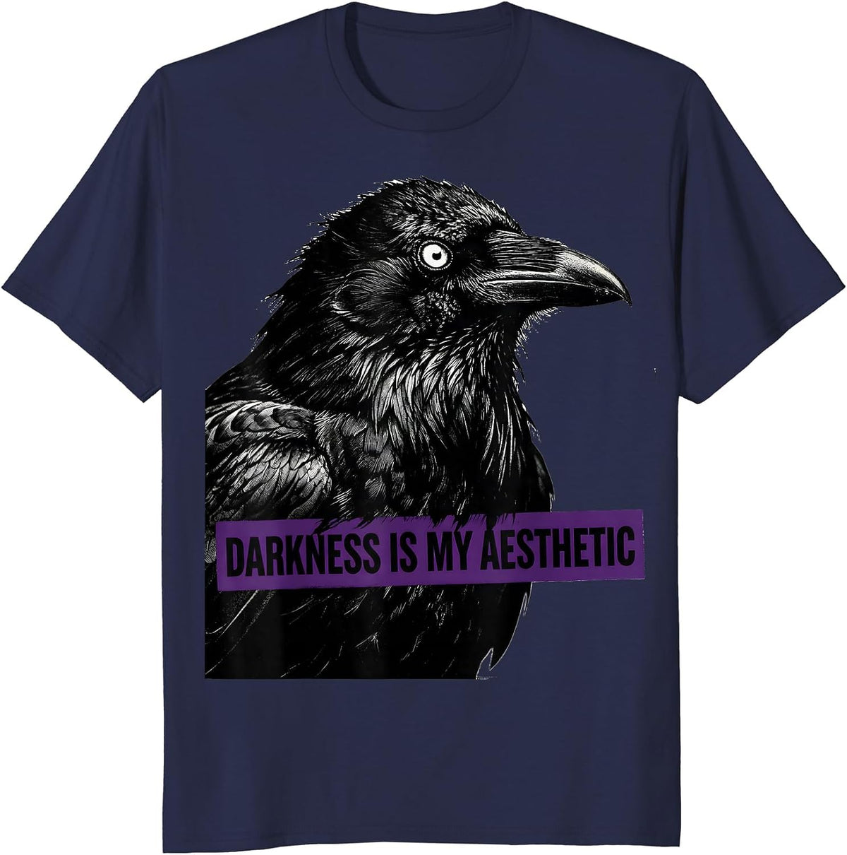 Men's Darkness Is My Aesthetic Goth Design T-Shirt - Navy Blue