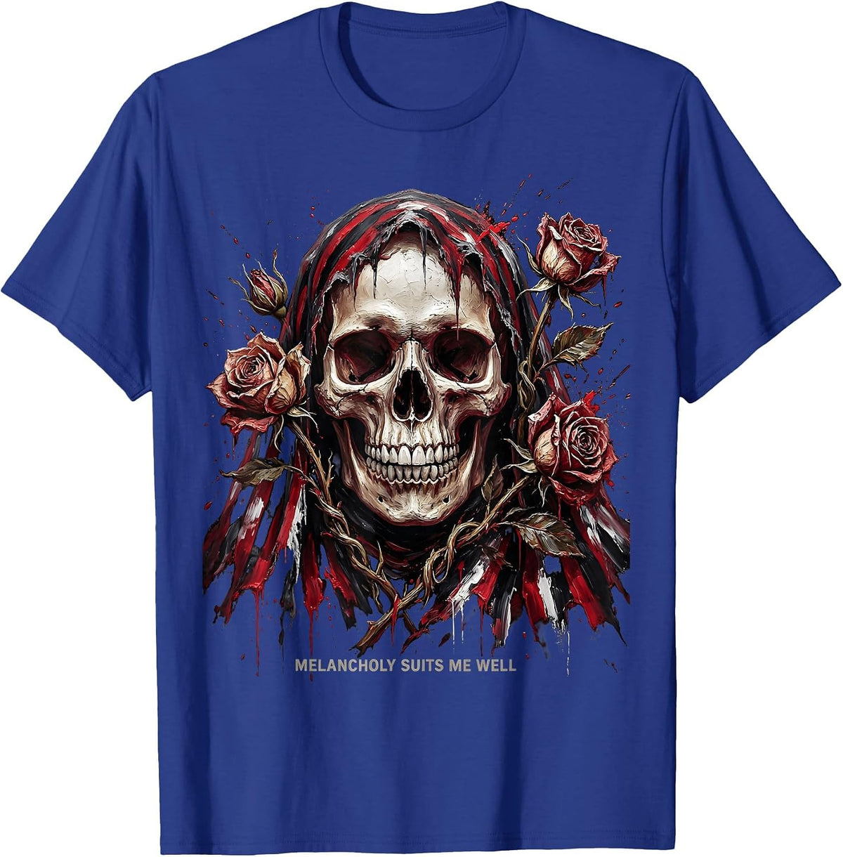 Melancholy Suits Me Well Goth Dark Aesthetic Design T-Shirt - Royal Blue