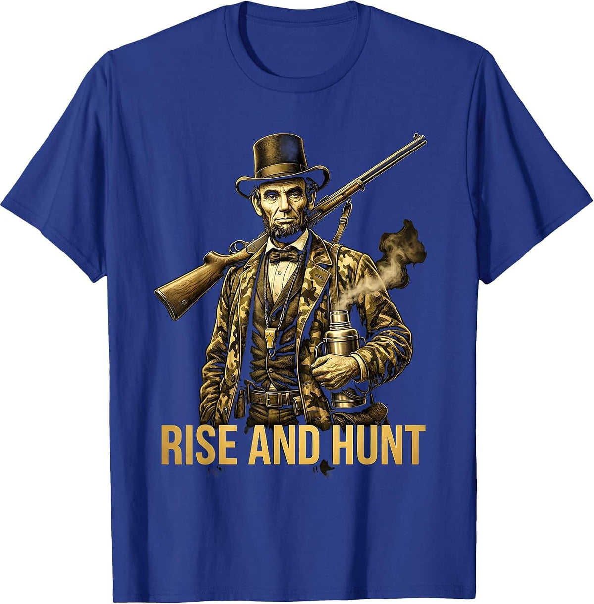 Rise and Hunt Hunting Graphic Design T-Shirt - Royal Blue