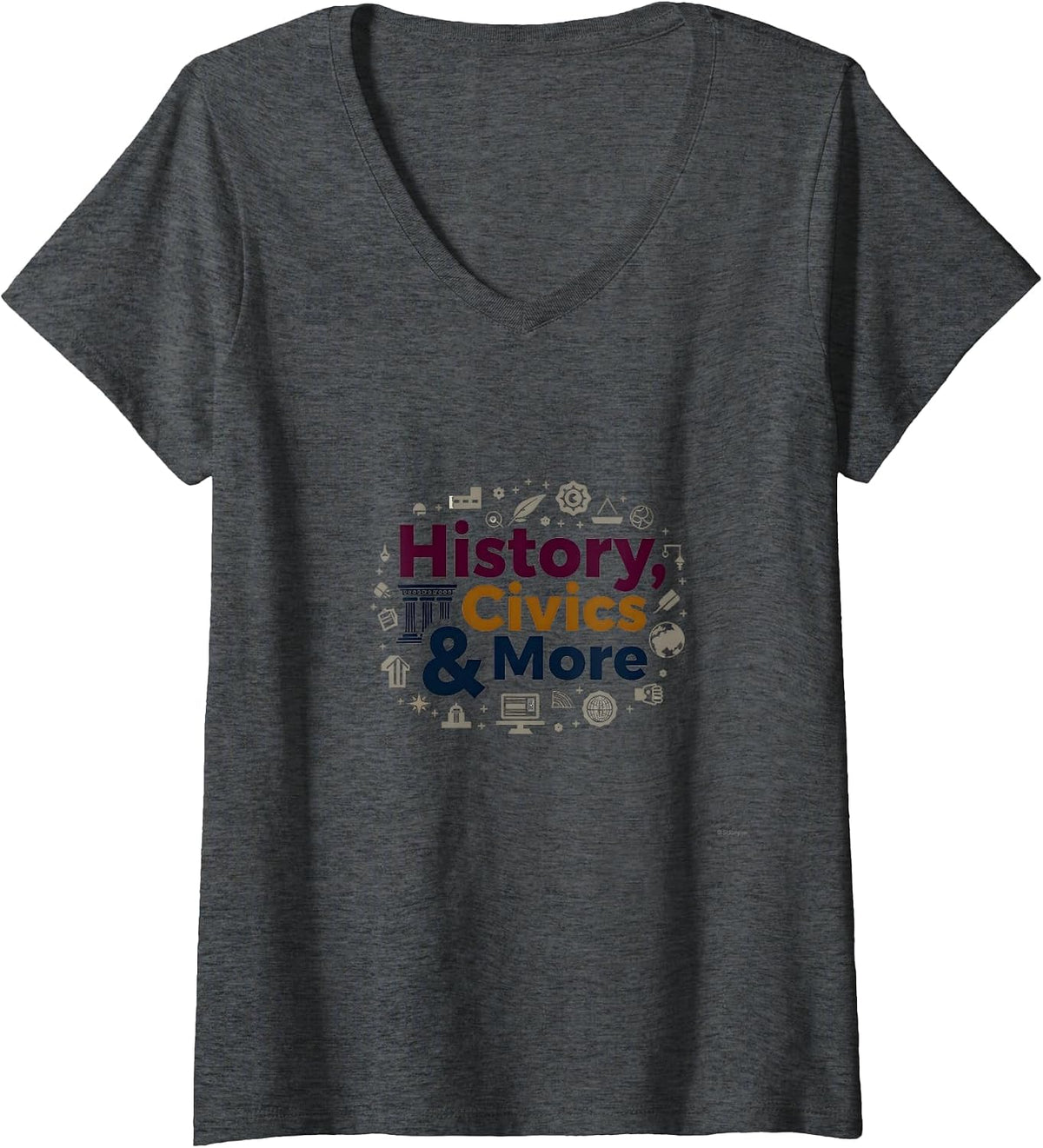 Women's Social Studies Teacher History Civics & More Gift V-Neck T-Shirt - Dark Heather Grey