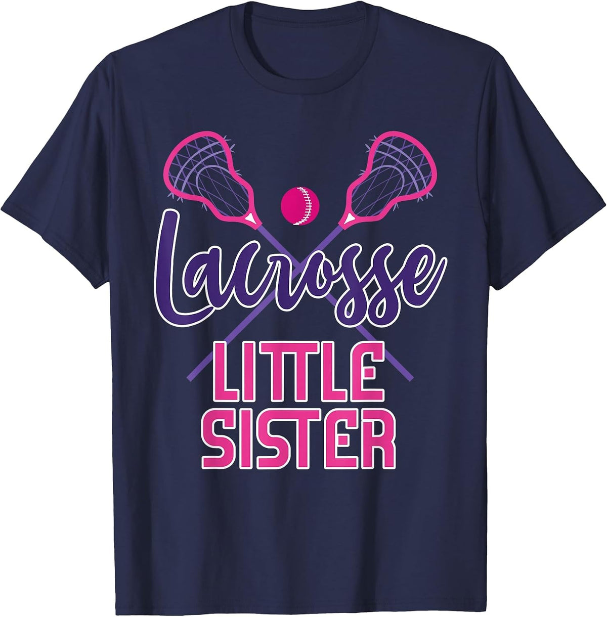 Cute Lacrosse Little Sister T-Shirt - Navy Blue