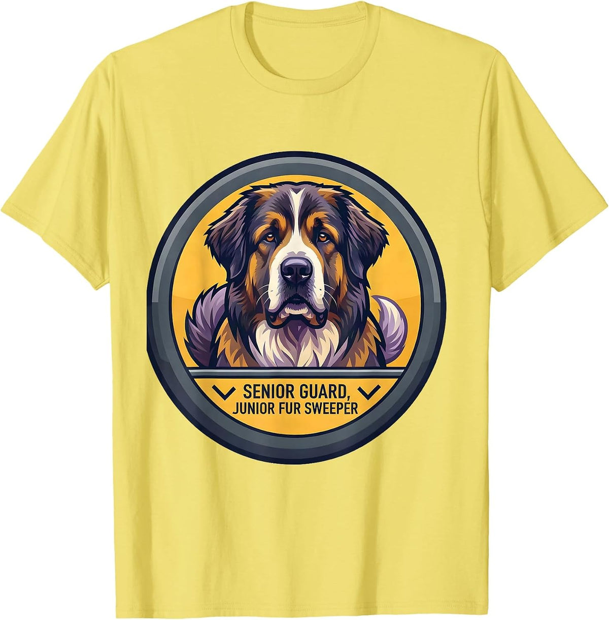 Men's Senior Guard Junior Fur Sweeper Funny Great Pyrenees Dog T-Shirt - Lemon Yellow