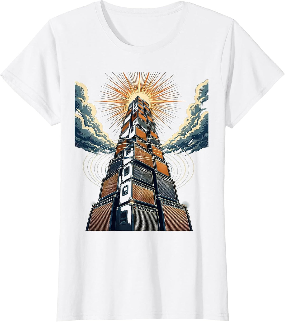 Amplifier Tower Storm Clouds Graphic T-Shirt - White