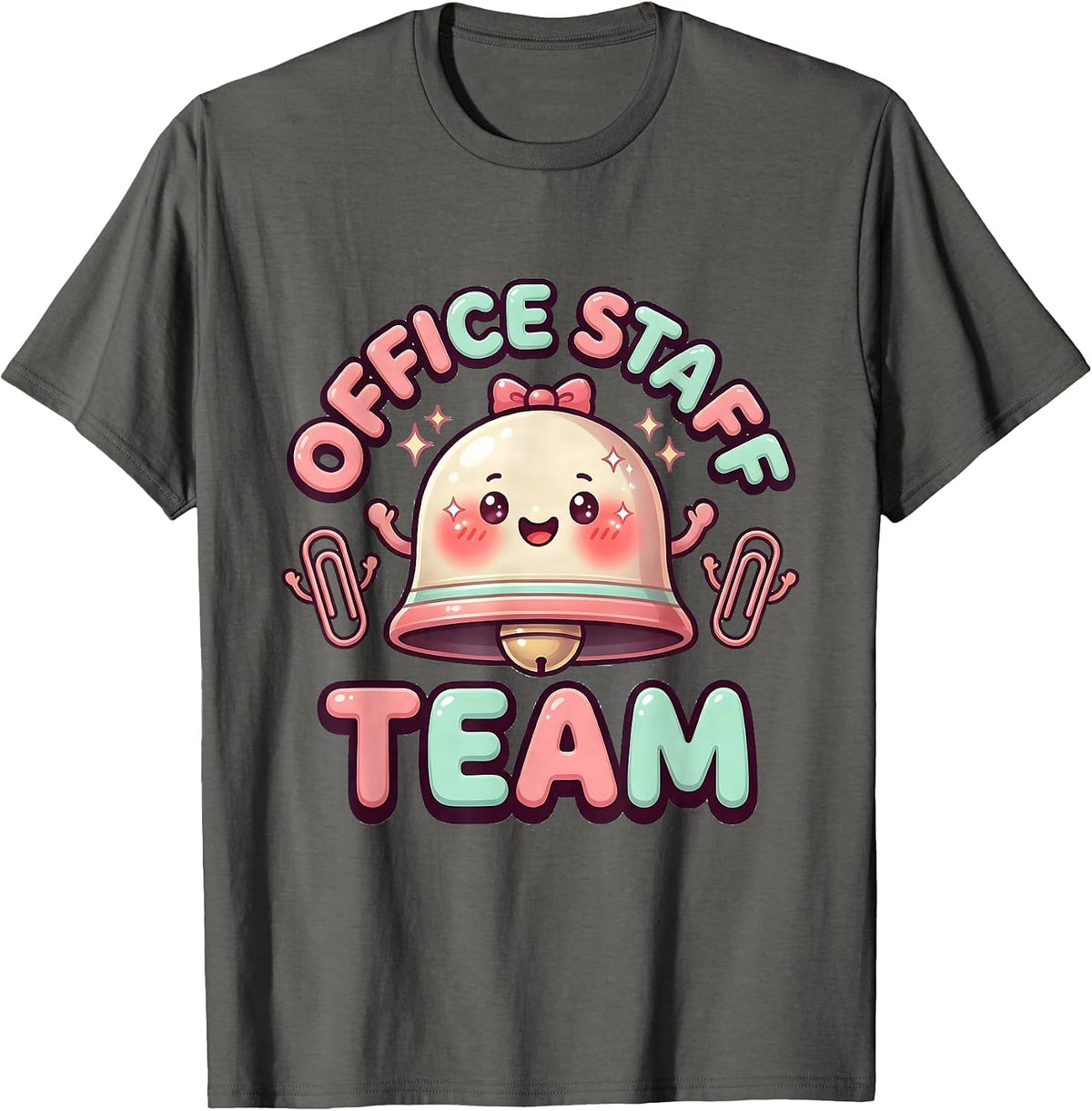 Office Staff Team Cute Kawaii Teacher Appreciation Gift T-Shirt - Asphalt Grey