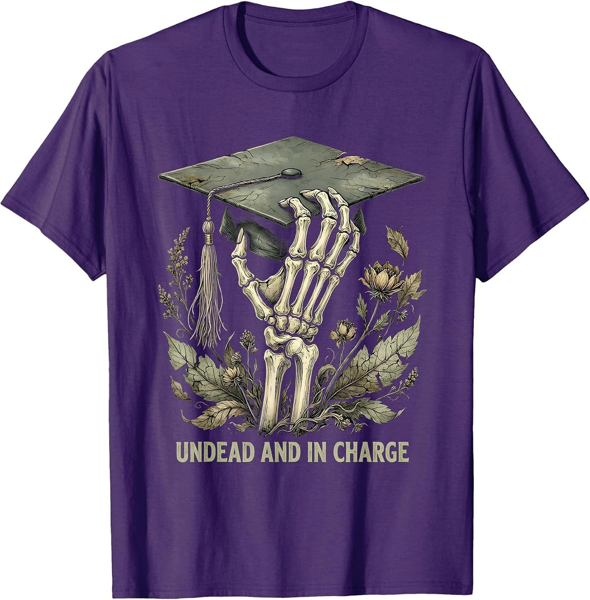 Men's Halloween Zombie Principal Undead and in Charge T-Shirt - Purple