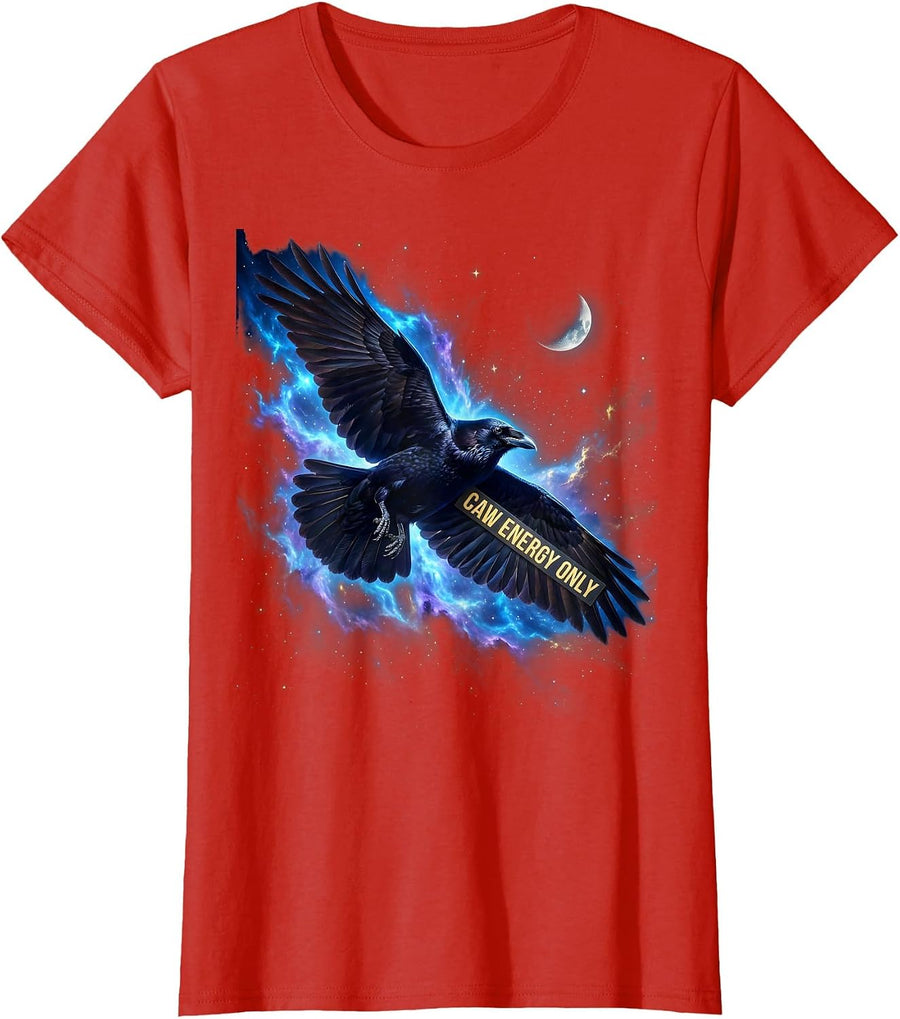 Women's Caw Energy Only Crow Lover Graphic Design T-Shirt - Red