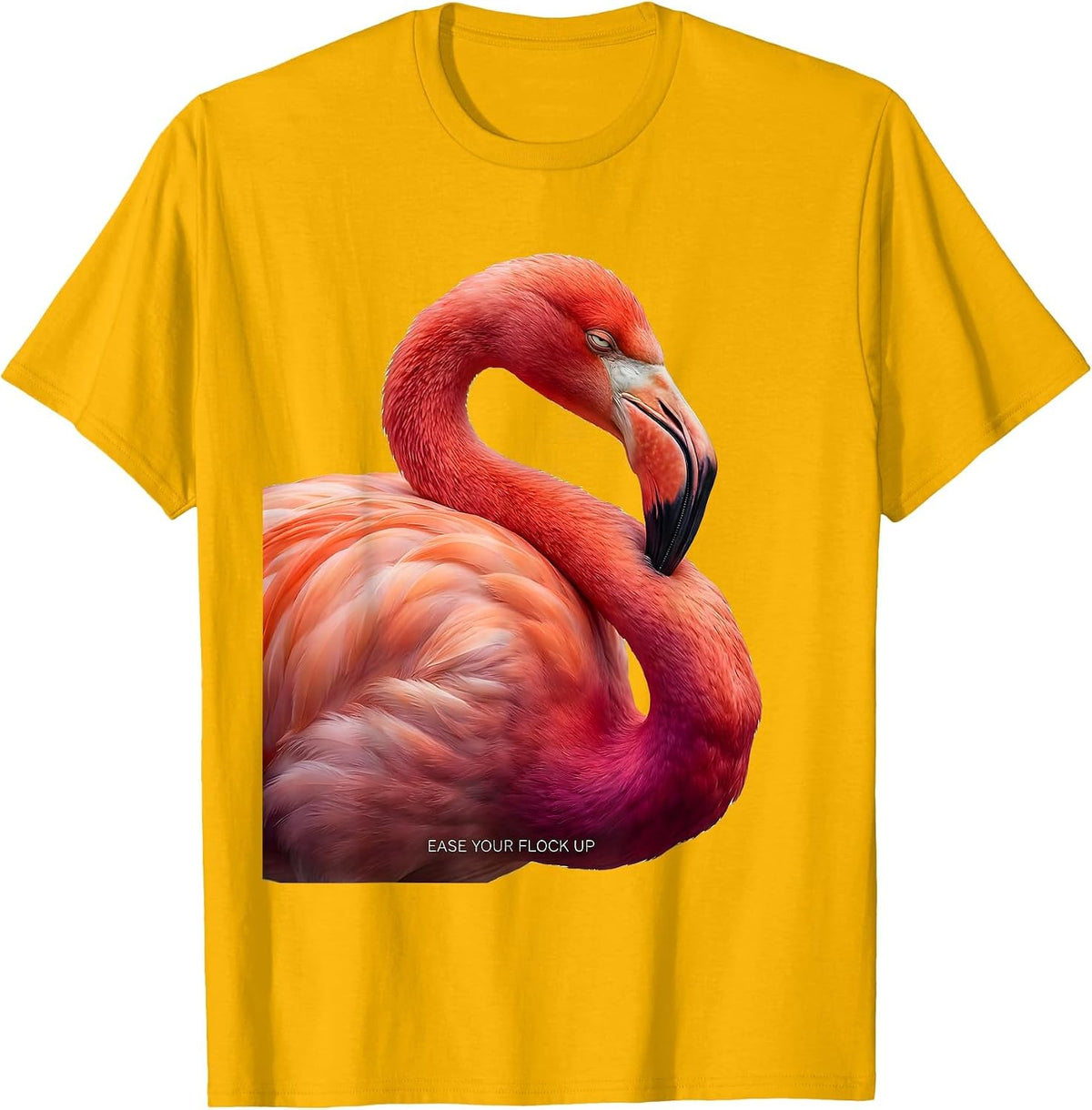 Ease Your Flock Up Funny Flamingo Novelty Gift for Flamingo T-Shirt - Golden Yellow