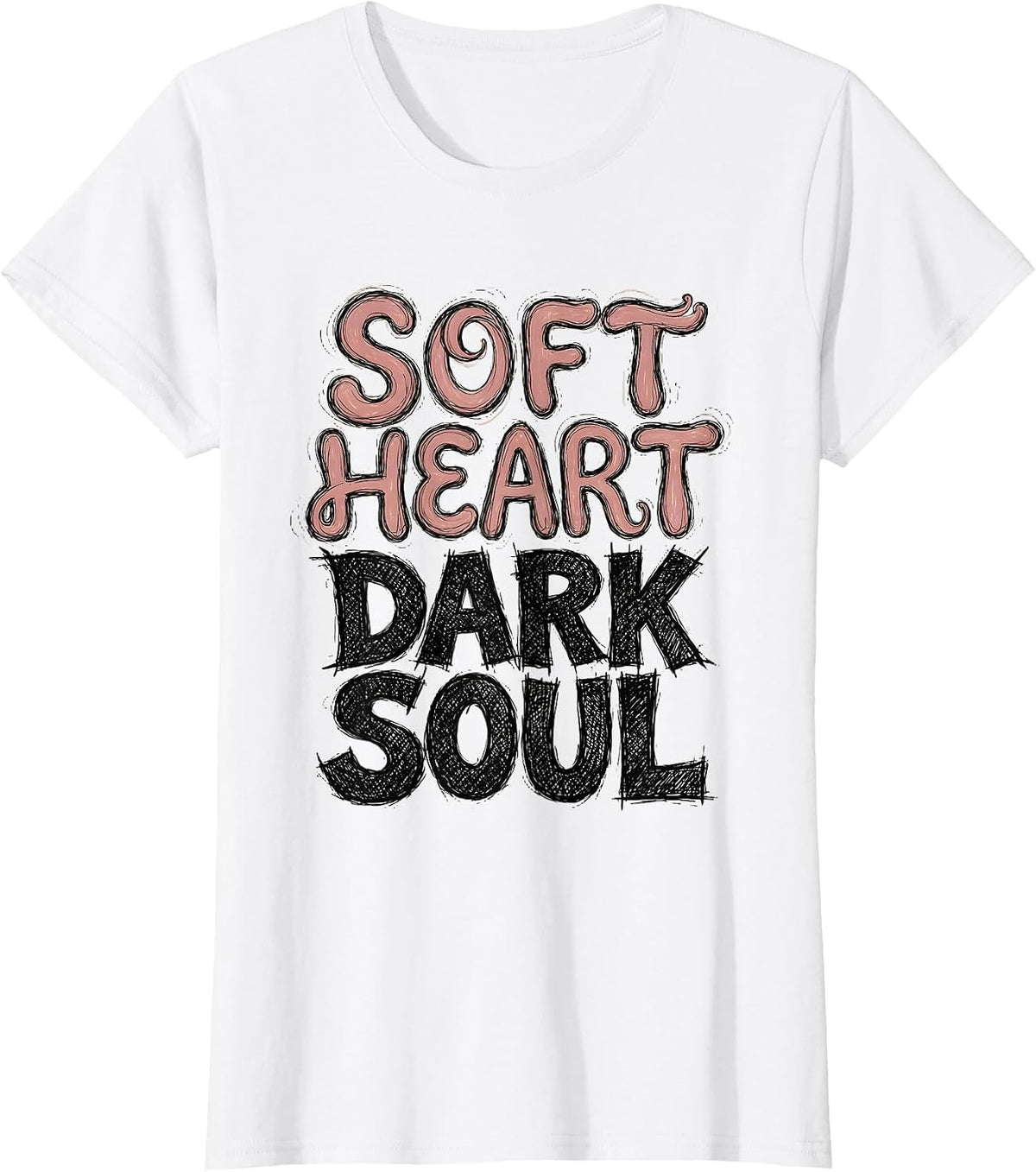 Soft Heart Dark Soul Goth Aesthetic Design T-Shirt - White