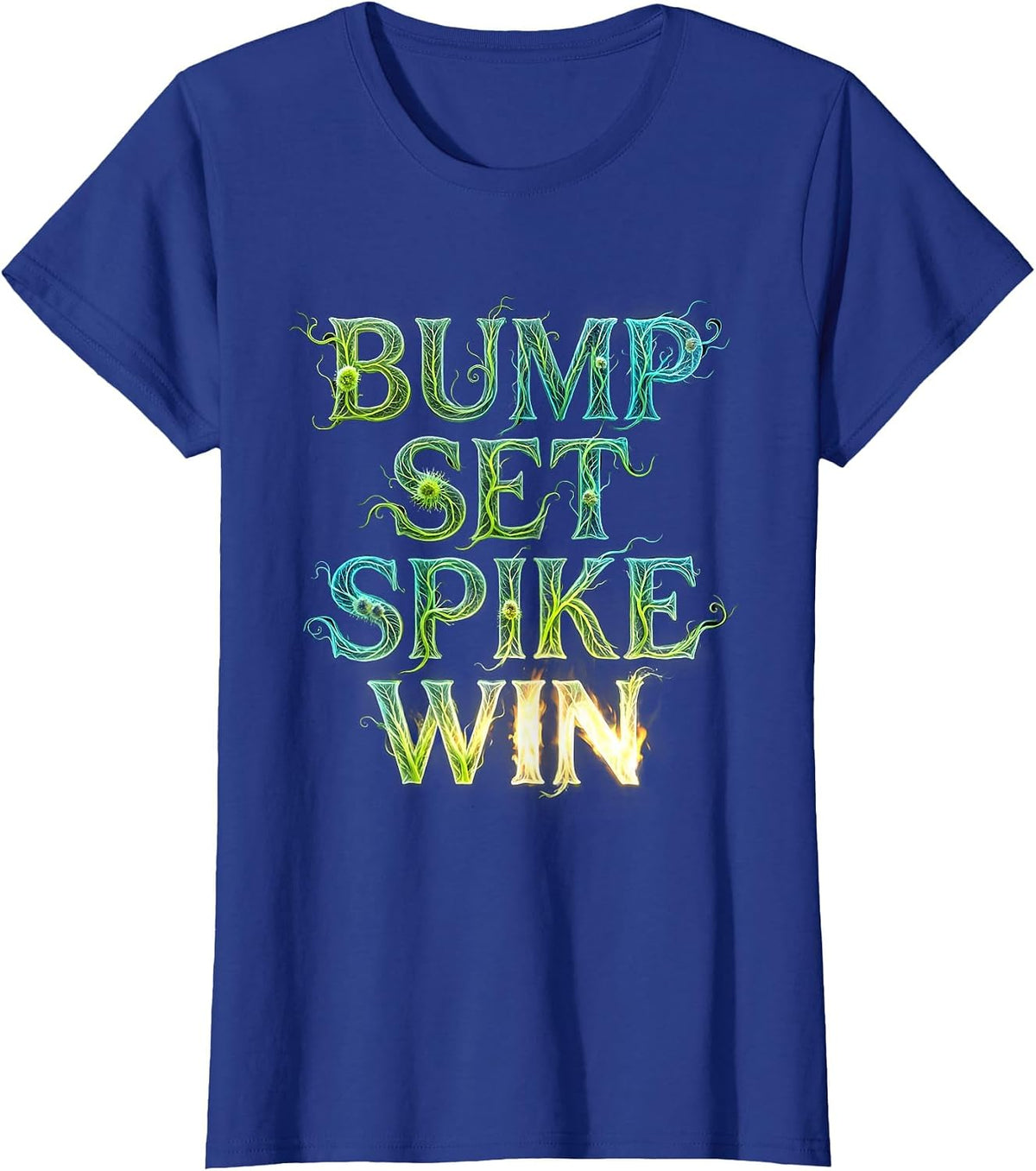 Women's Bump Set Spike Win Volleyball Design T-Shirt - Royal Blue