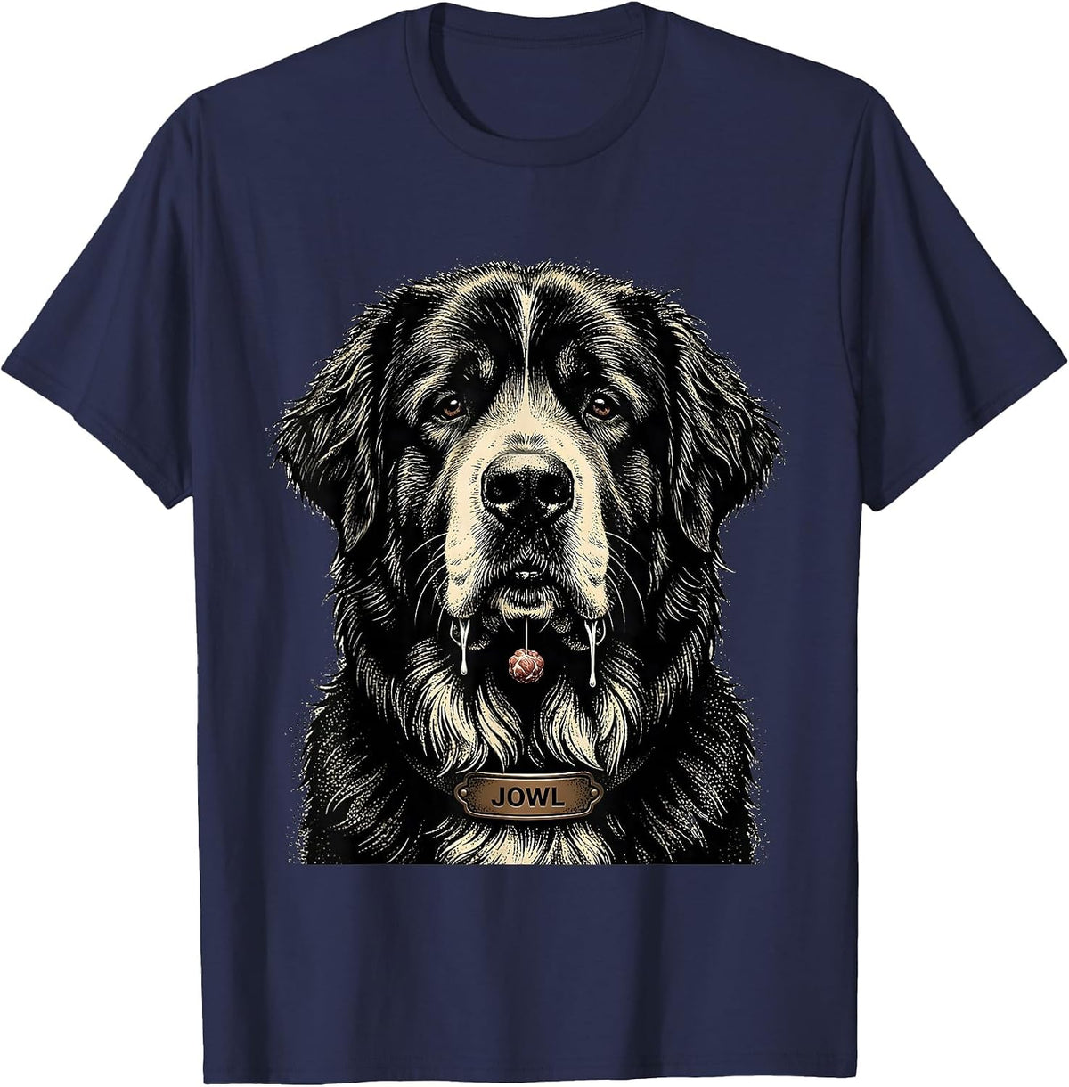 JOWL Funny Great Pyrenees Dog Mom Drooling Breed Humor T-Shirt - Navy Blue