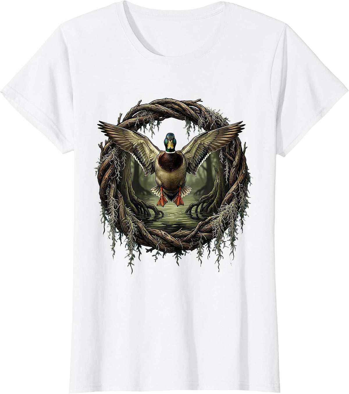 Women's Bottomland Camo Mallard Descending Cypress T-Shirt - White