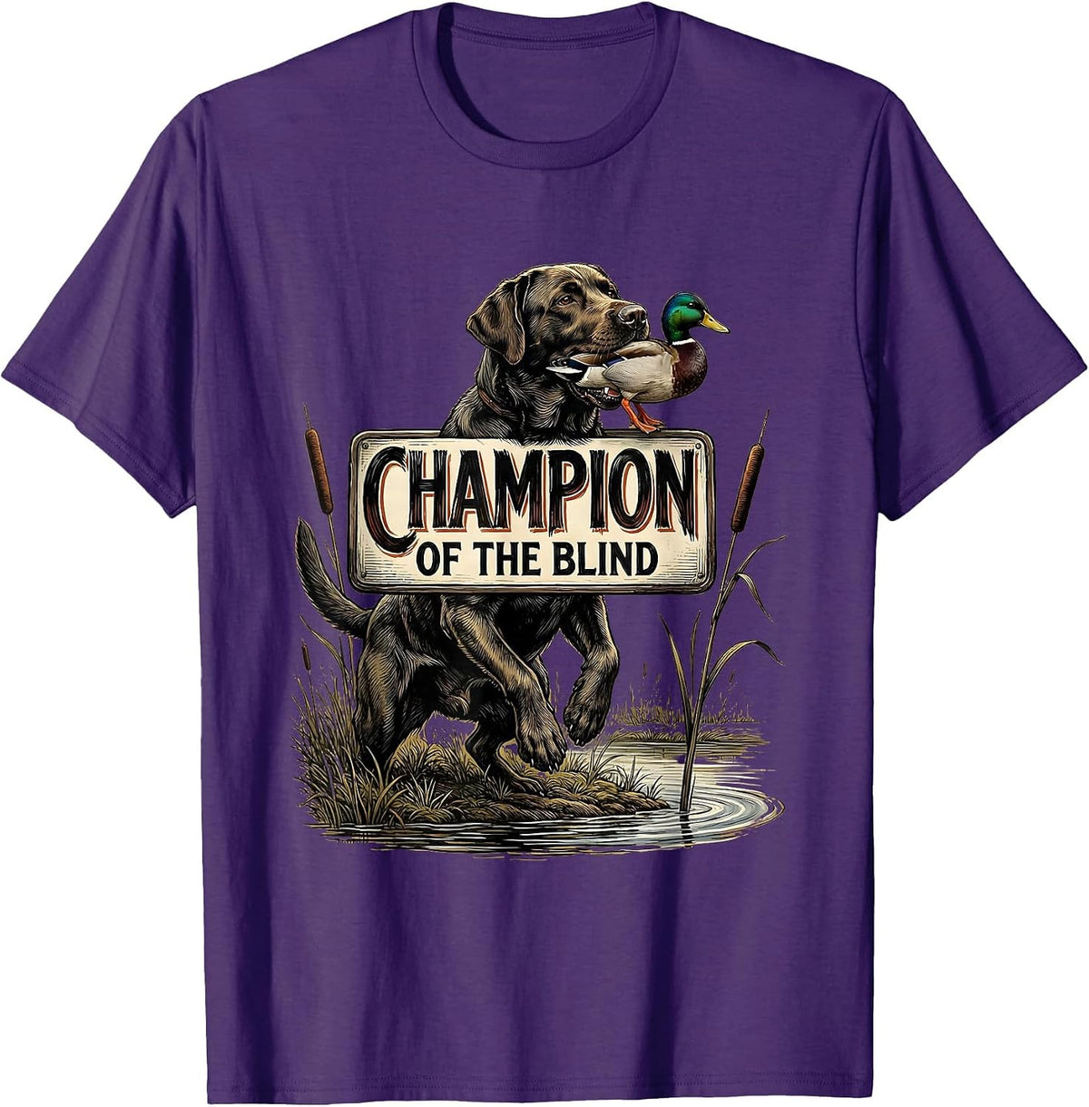Champion Of The Blind Rustic Hunting Dog Southern Pride T-Shirt - Purple