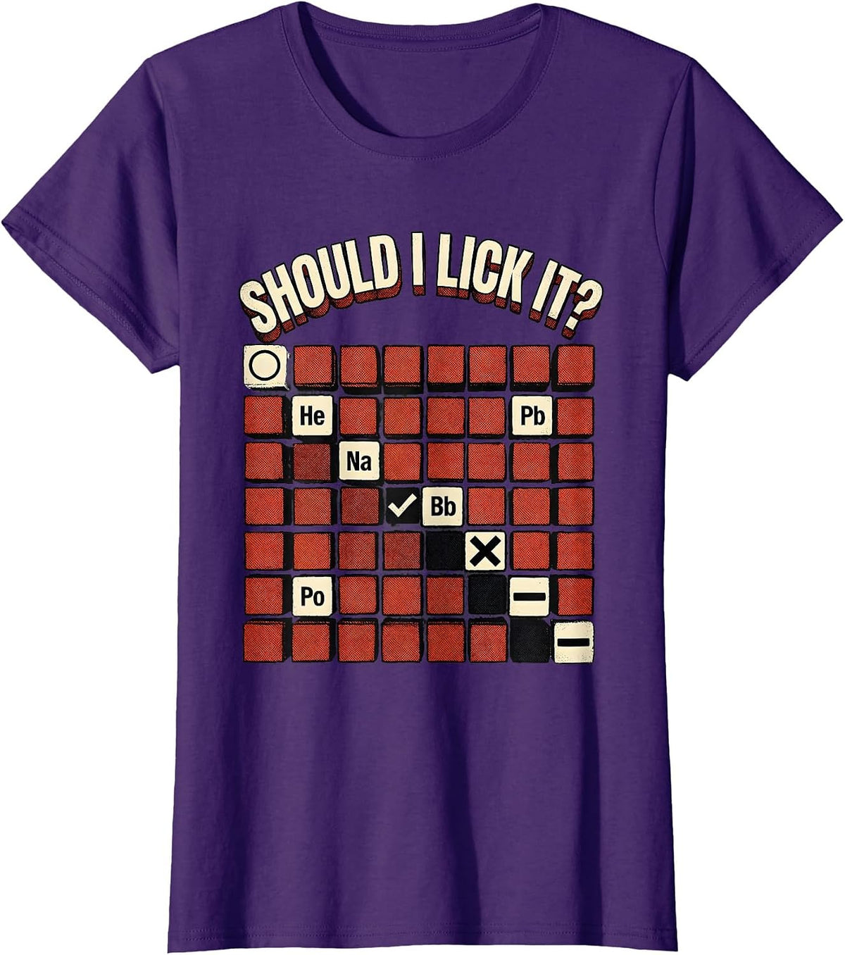 Women's Should I Lick It Funny Periodic Table Science Teacher Humor T-Shirt - Purple