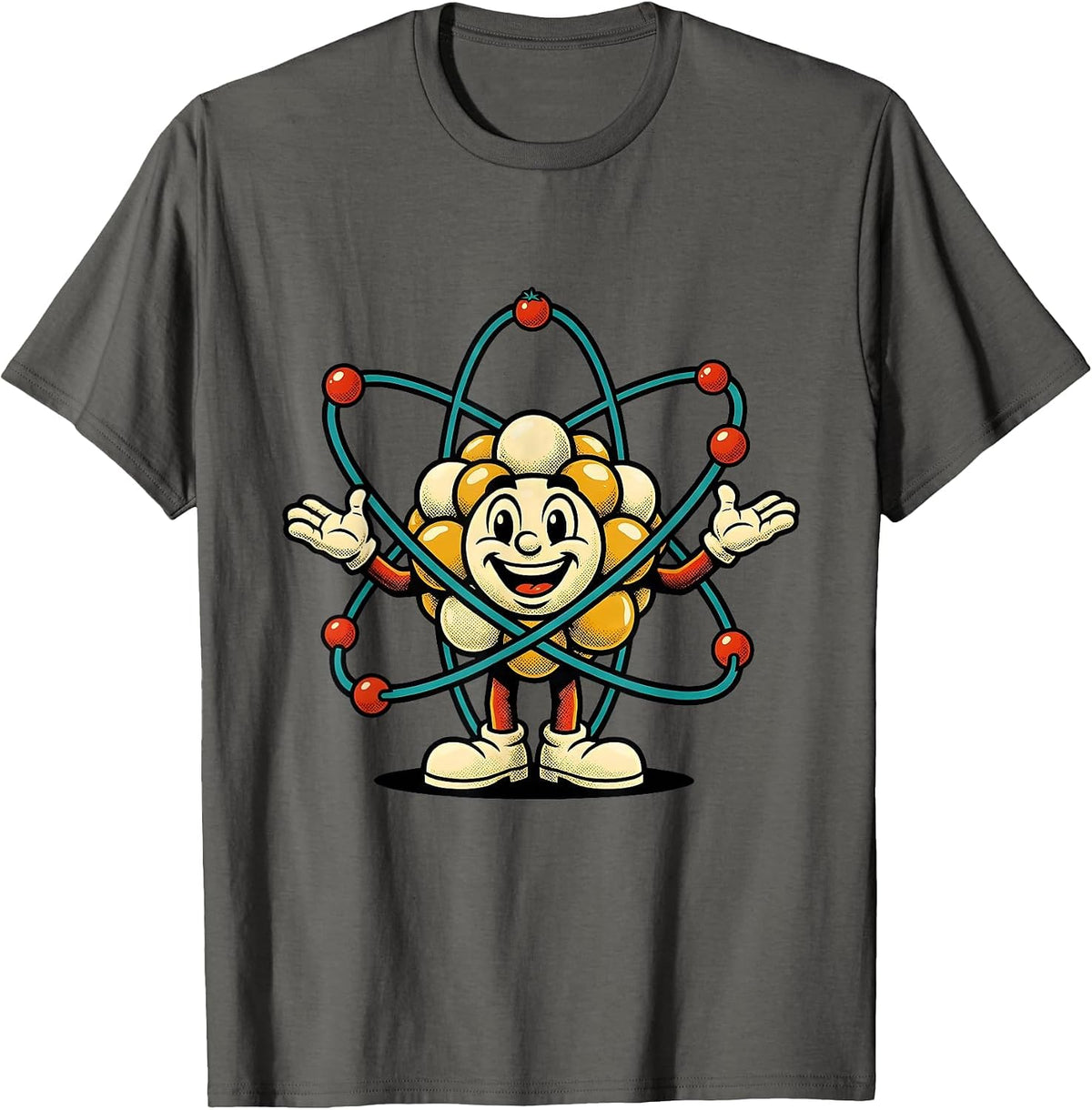 Men's Science Teacher Atomic Model Glowing Electrons Design T-Shirt - Asphalt Grey