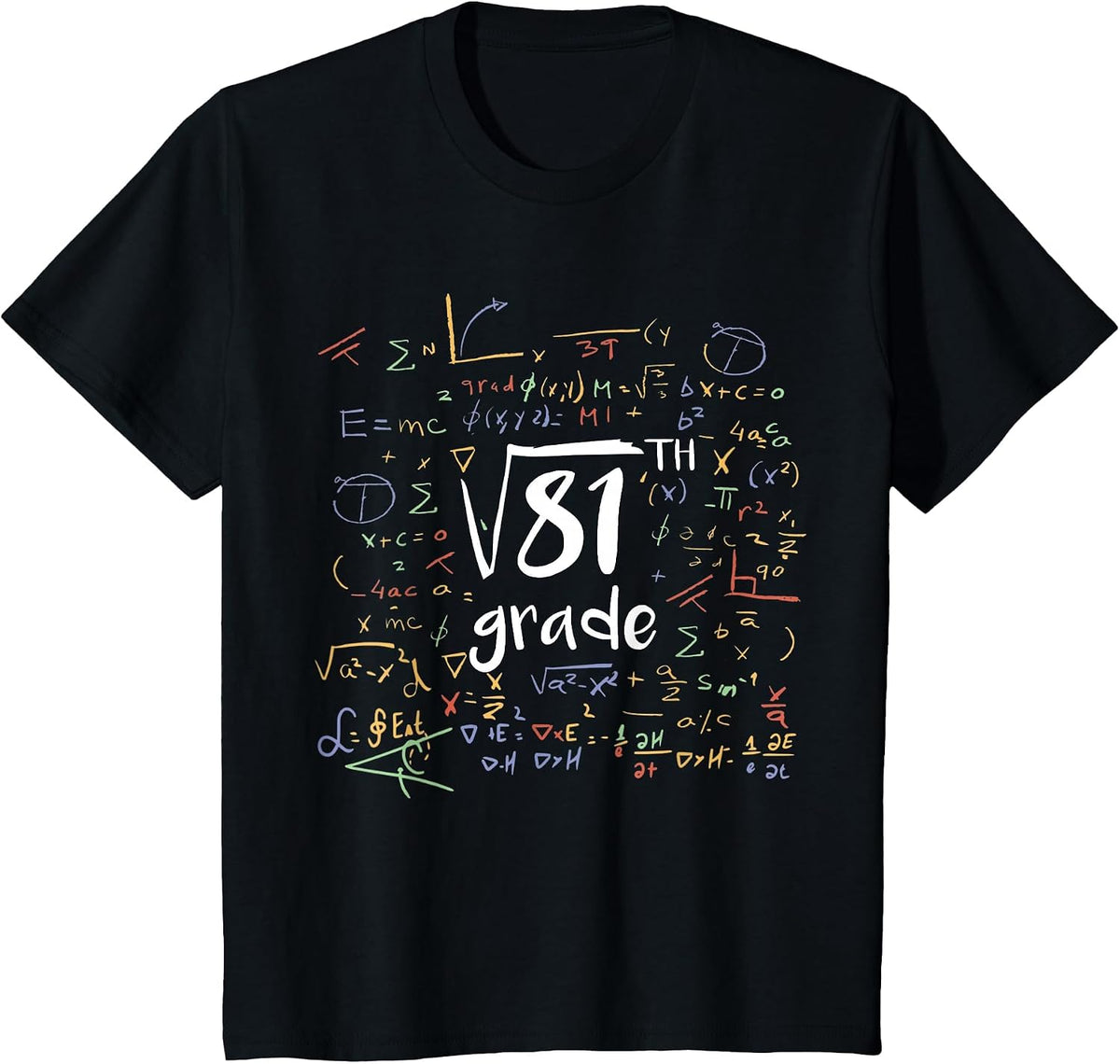 First Day of School 9th Grade Square Root of 81 Math Teacher T-Shirt - Black