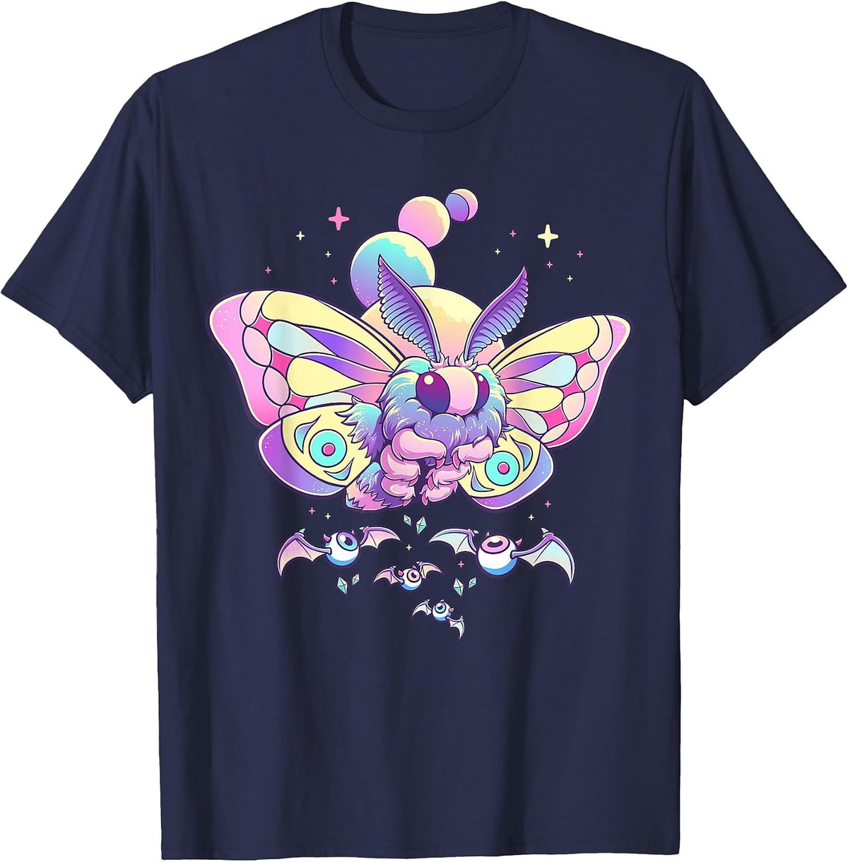 Pastel Goth Moth Cute Creepy Aesthetic Gothic Kawaii Occult T-Shirt - Navy Blue