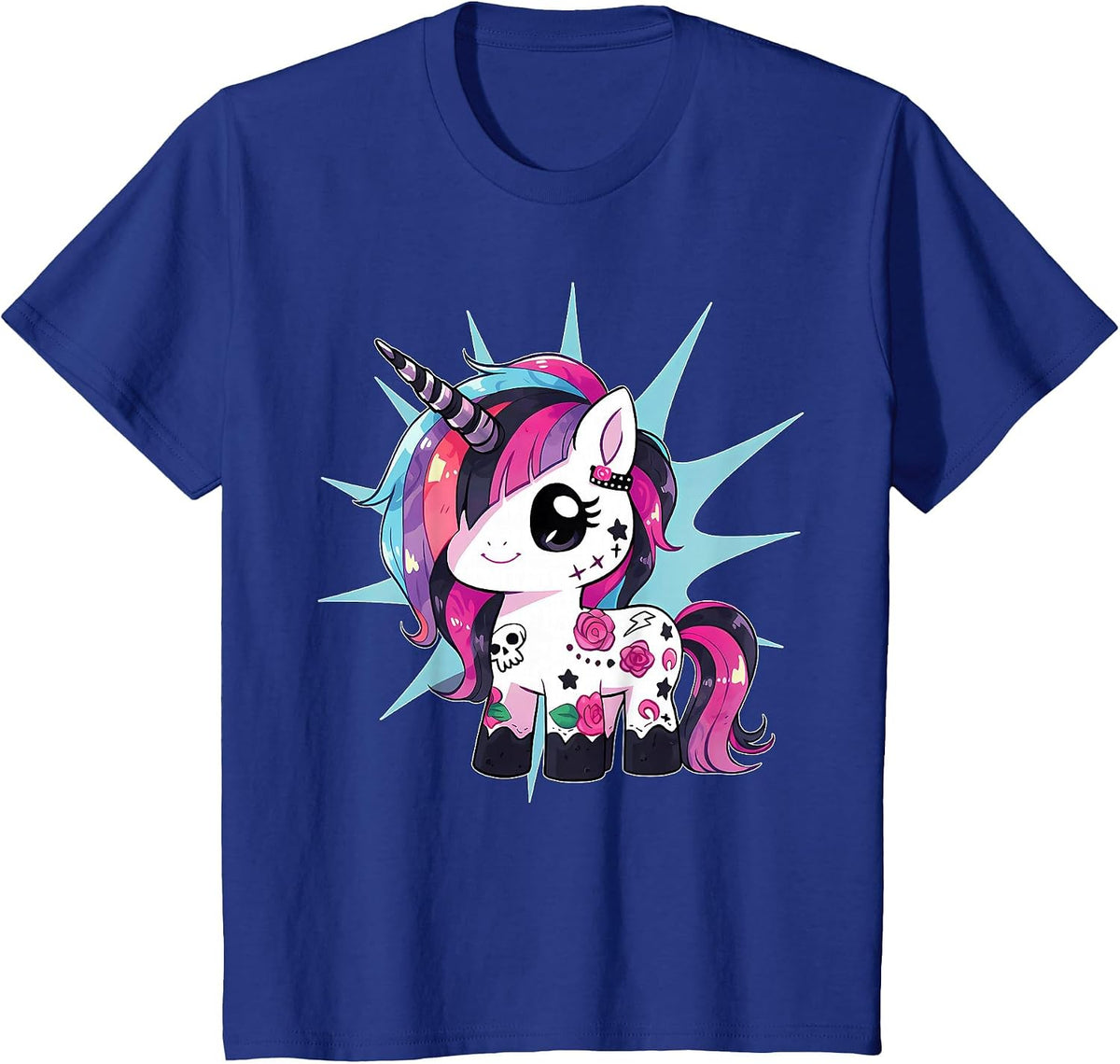 Kawaii Pastel Goth Unicorn Pony Aesthetic Gothic T-Shirt - Royal Blue
