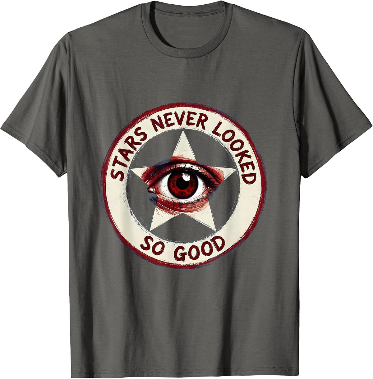 Stars Never Looked So Good Red White and Blue Design T-Shirt - Asphalt Grey