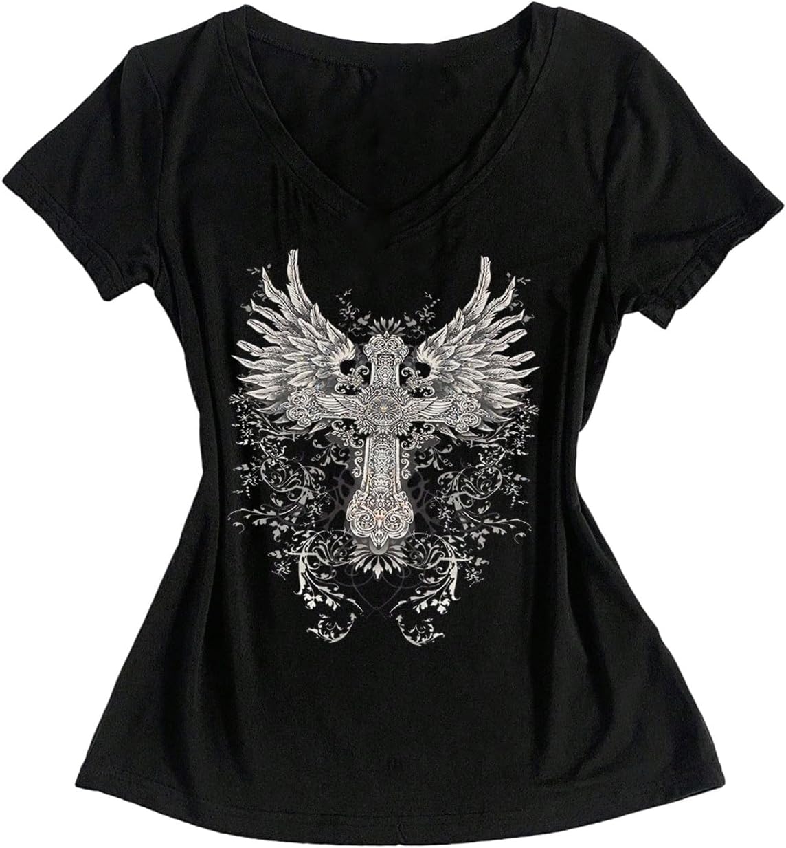 SOLY HUX Women's Graphic Tees Y2K Emo Gothic Alt Tops 2000s Shirt - Black