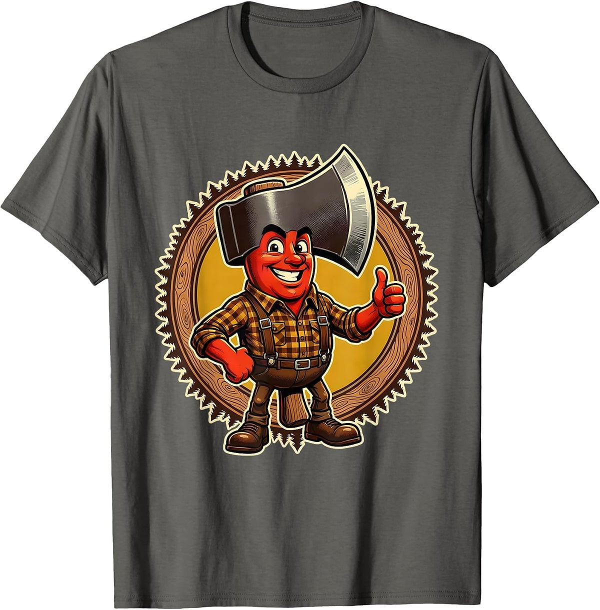 Woman Logger With Axe Labor Day Forest Graphic T-Shirt - Asphalt Grey