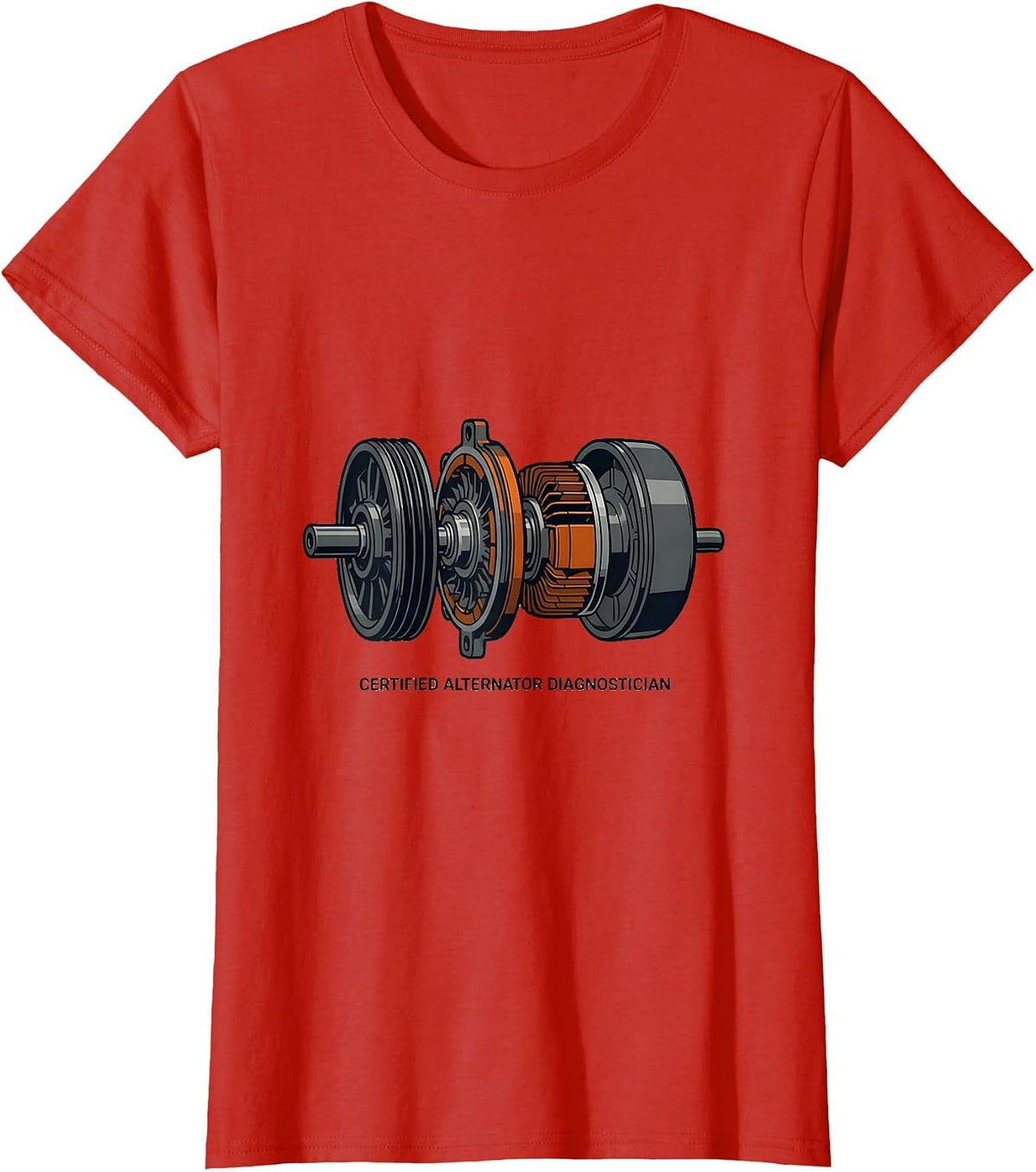 Certified Alternator Diagnostician Funny Mechanic Auto T-Shirt - Red