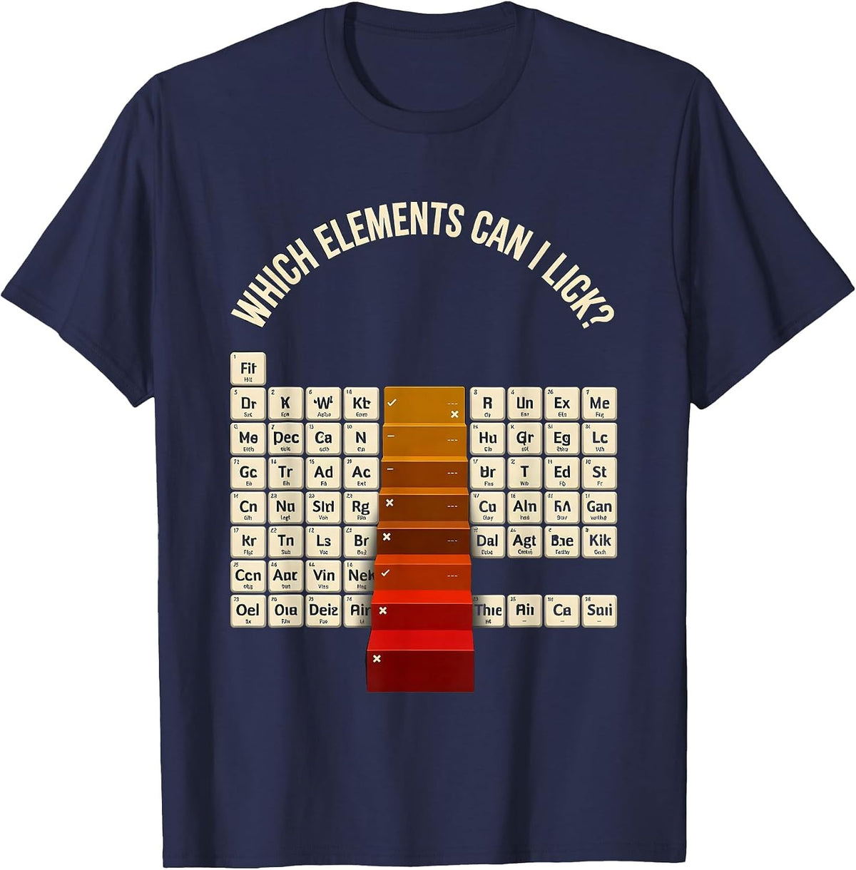 Which Elements Can I Lick Funny Periodic Table Science T-Shirt - Navy Blue