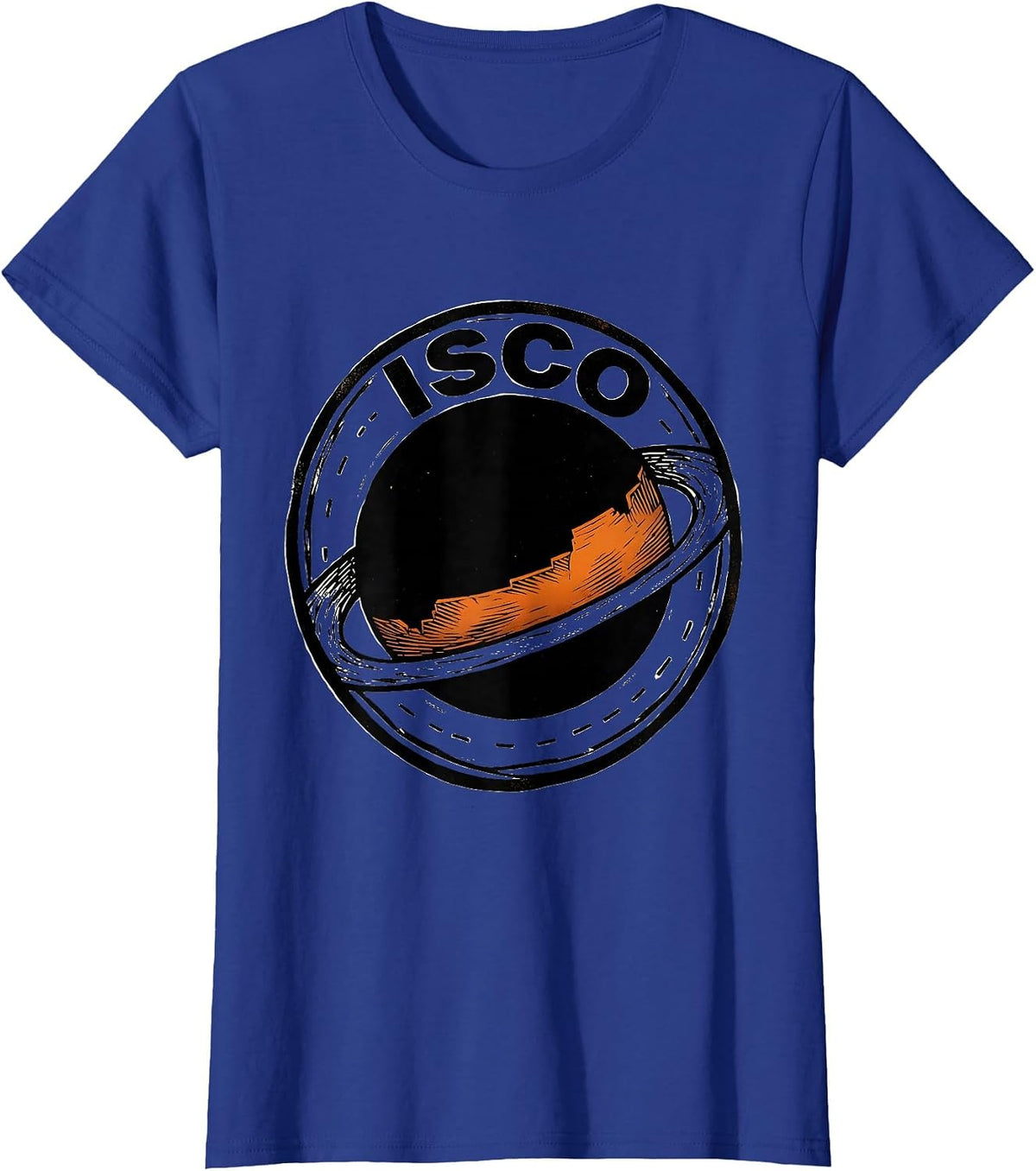 Women's ISCO Linocut Black Hole Astrophysics Physics Enthusiast T-Shirt - Royal Blue