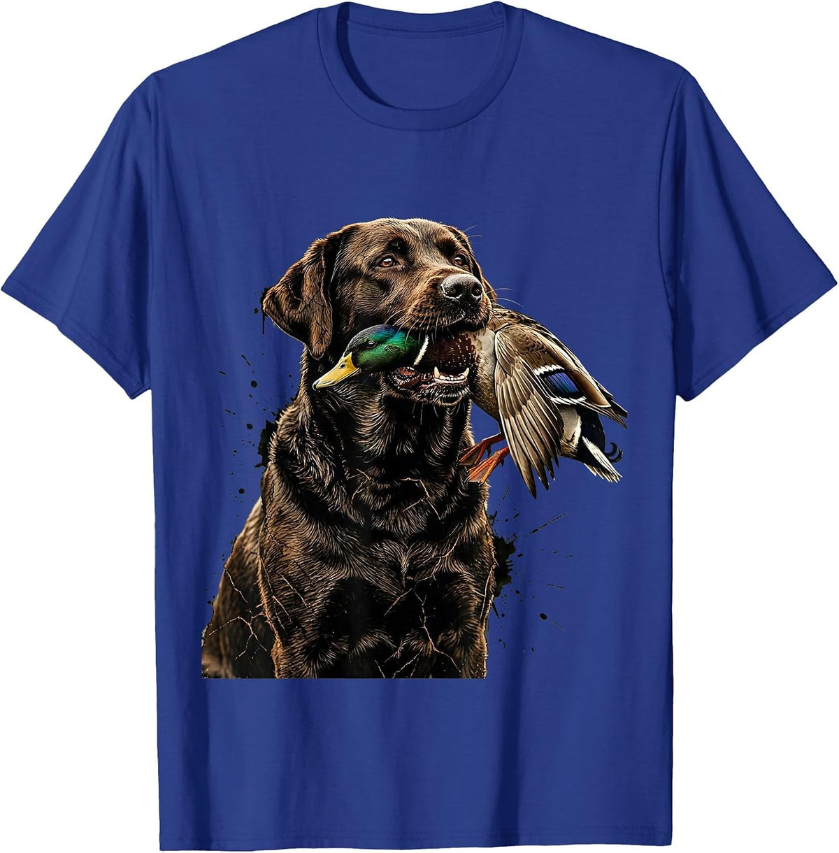 Men's Labrador Retriever Carrying Mallard Duck Graphic T-Shirt - Royal Blue