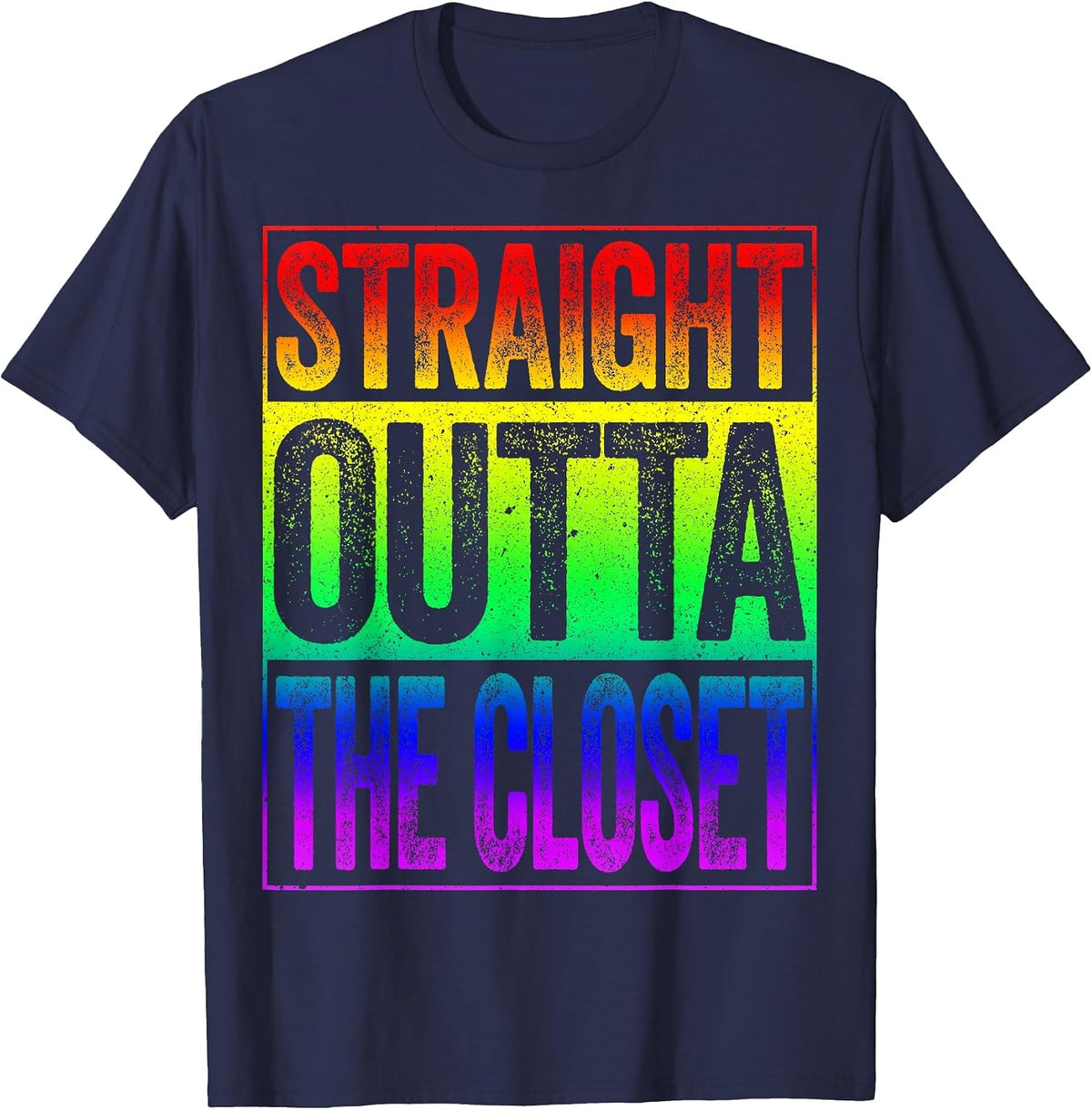 Straight Outta The Closet Shirt LGBT Pride T-Shirt - Navy Blue