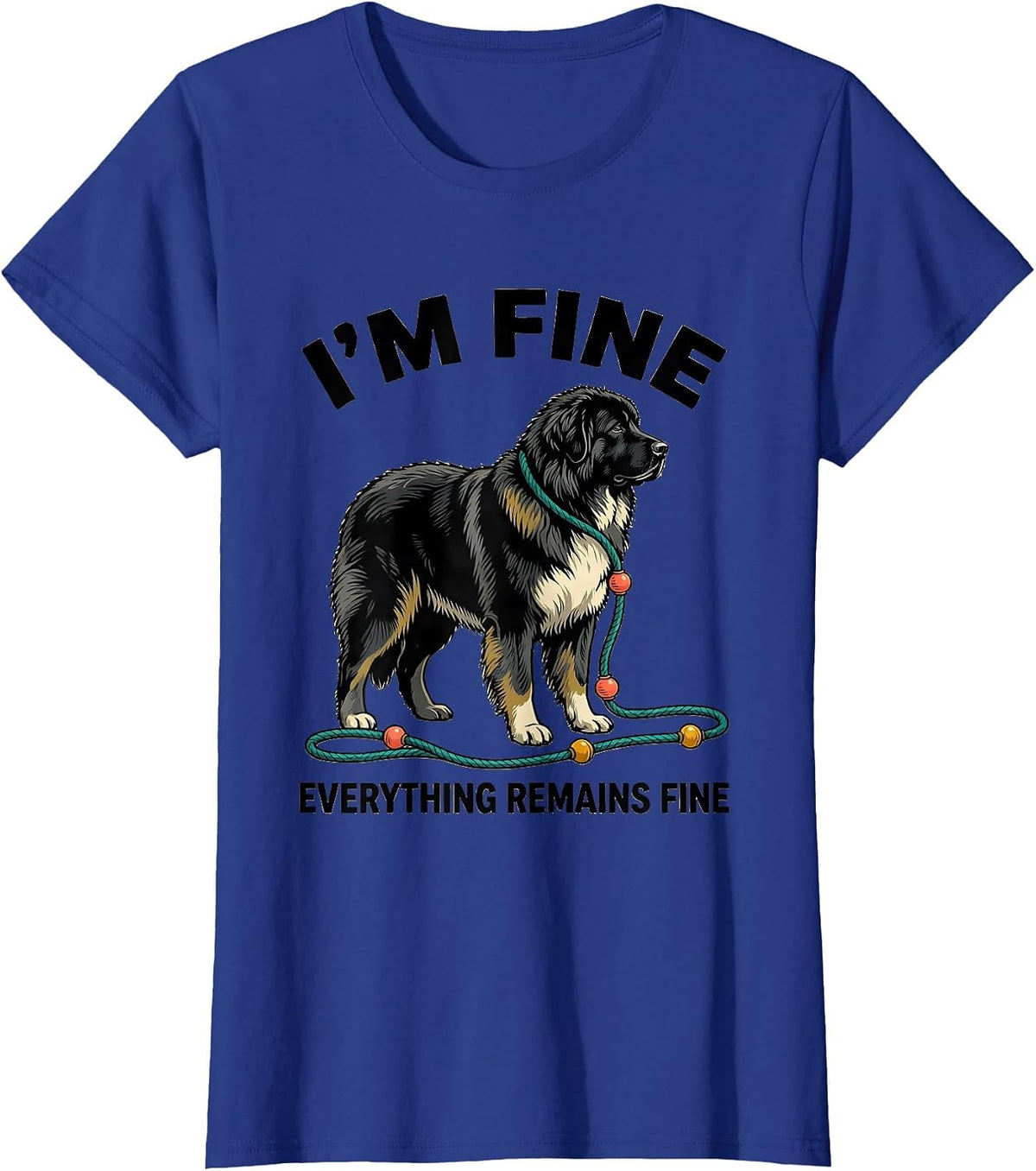 Women's I'm Fine Everything Remains Fine Great Pyrenees Christmas T-Shirt - Royal Blue