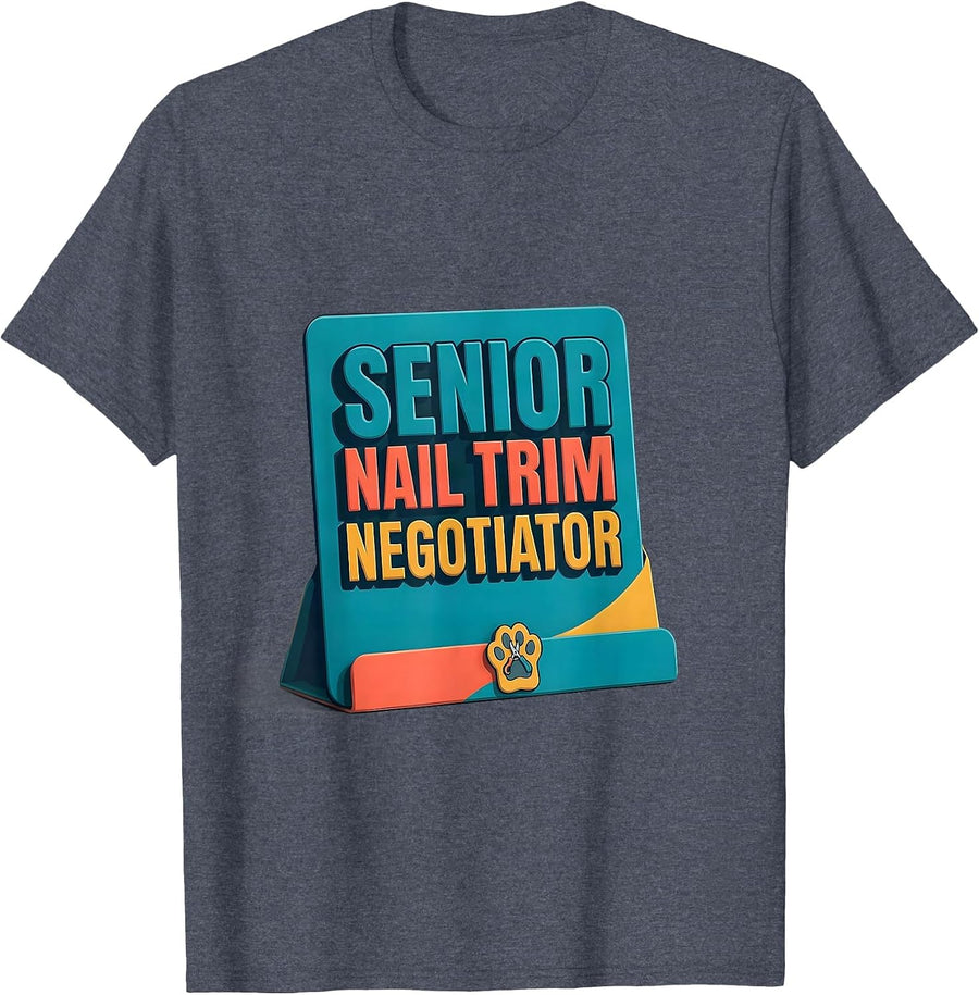 Senior Nail Trim Negotiator Funny Veterinary Technician Vet T-Shirt - Heather Blue