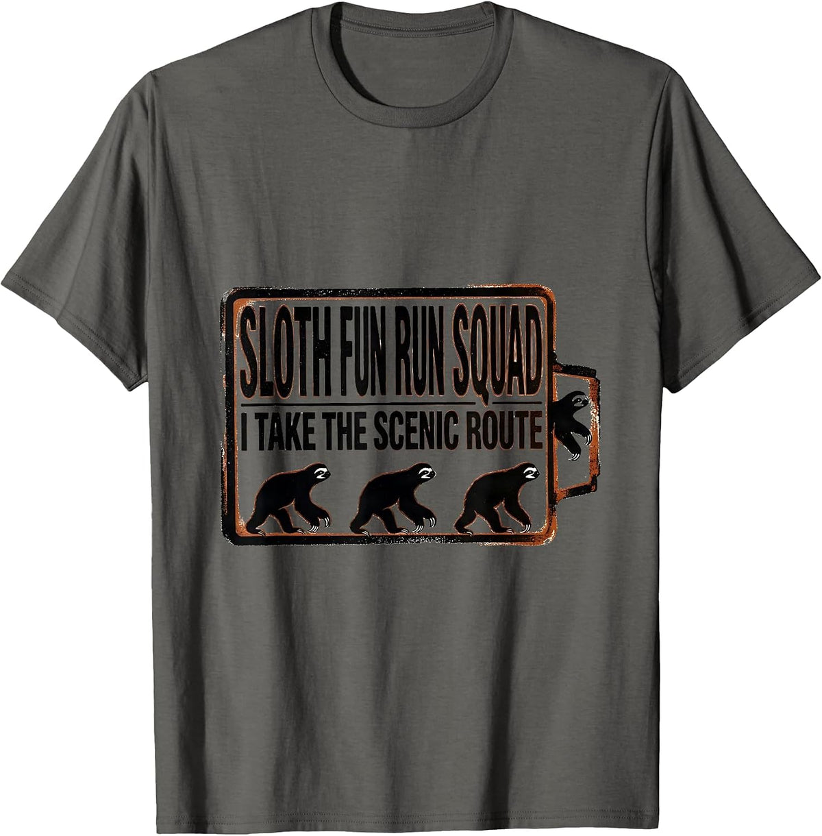 Men's Sloth Fun Run Squad I Take The Scenic Route Funny T-Shirt - Asphalt Grey