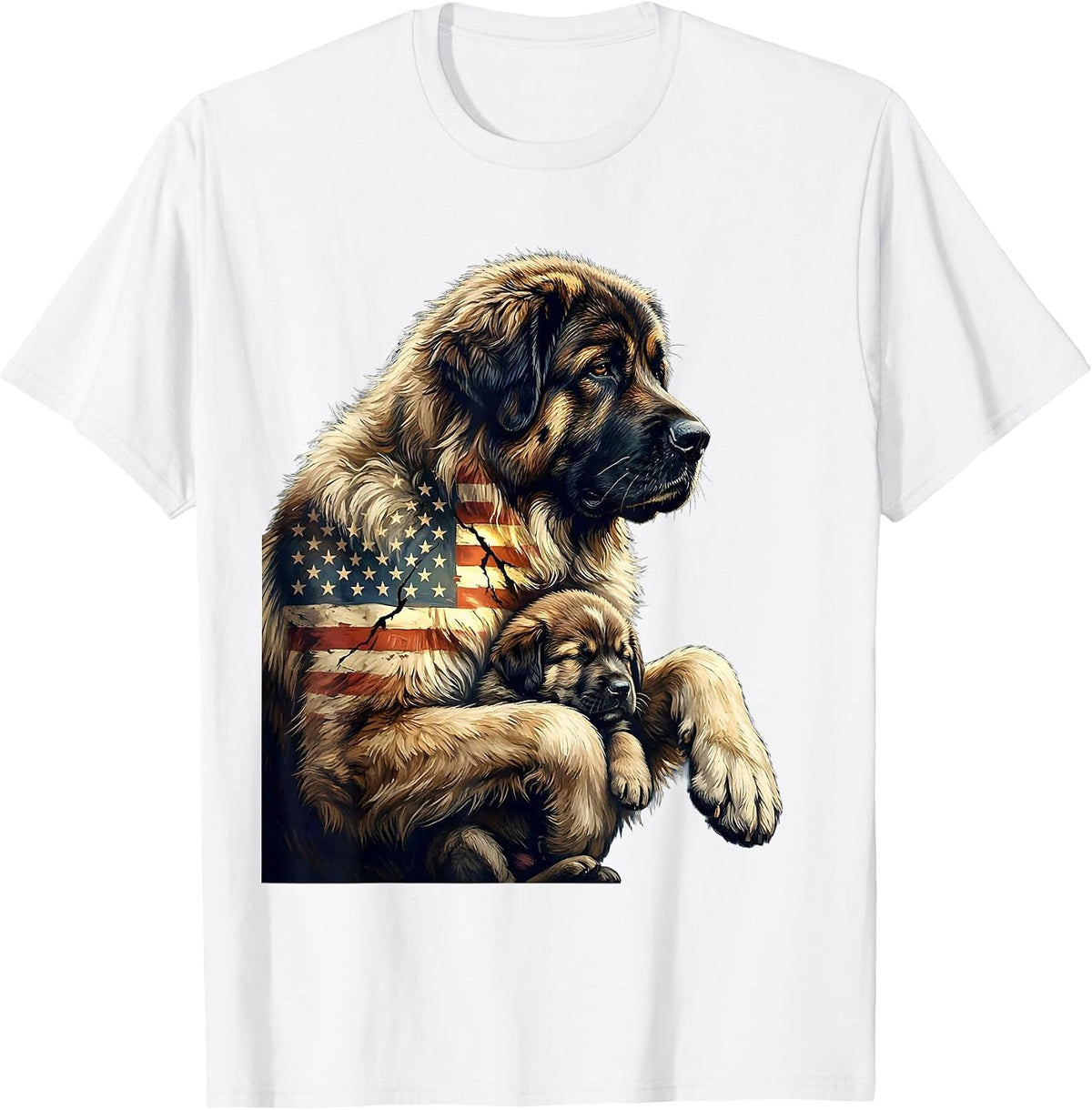 Men's Great Pyrenees Dad Patriotic American Flag 4th Of July T-Shirt - White