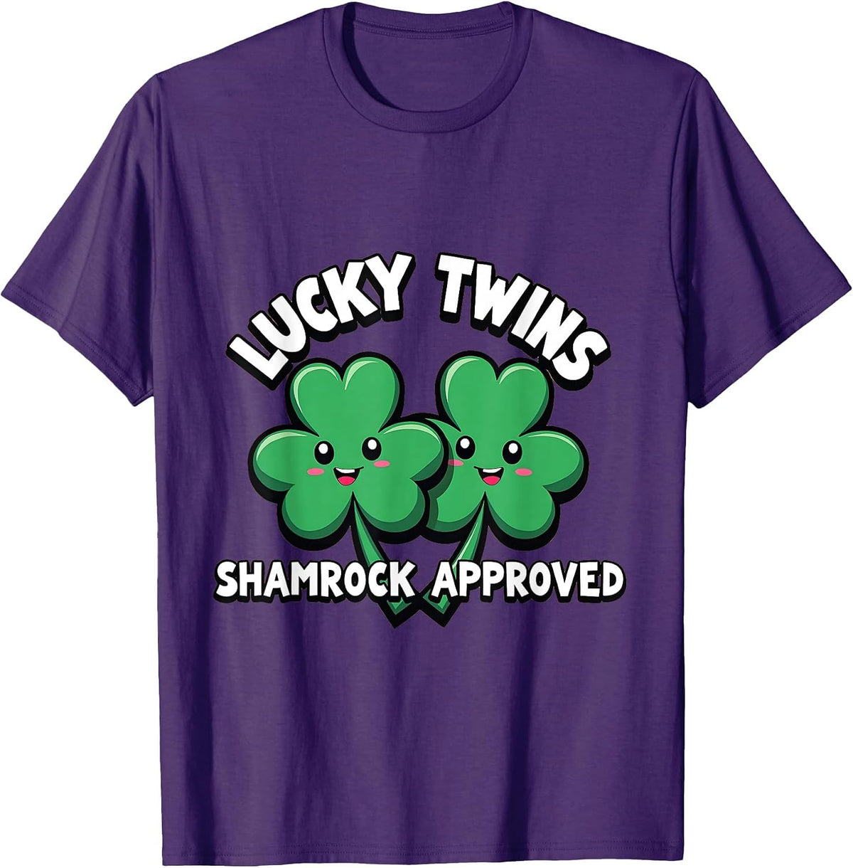 Lucky Twins Shamrock Approved St Patrick's Design T-Shirt - Purple