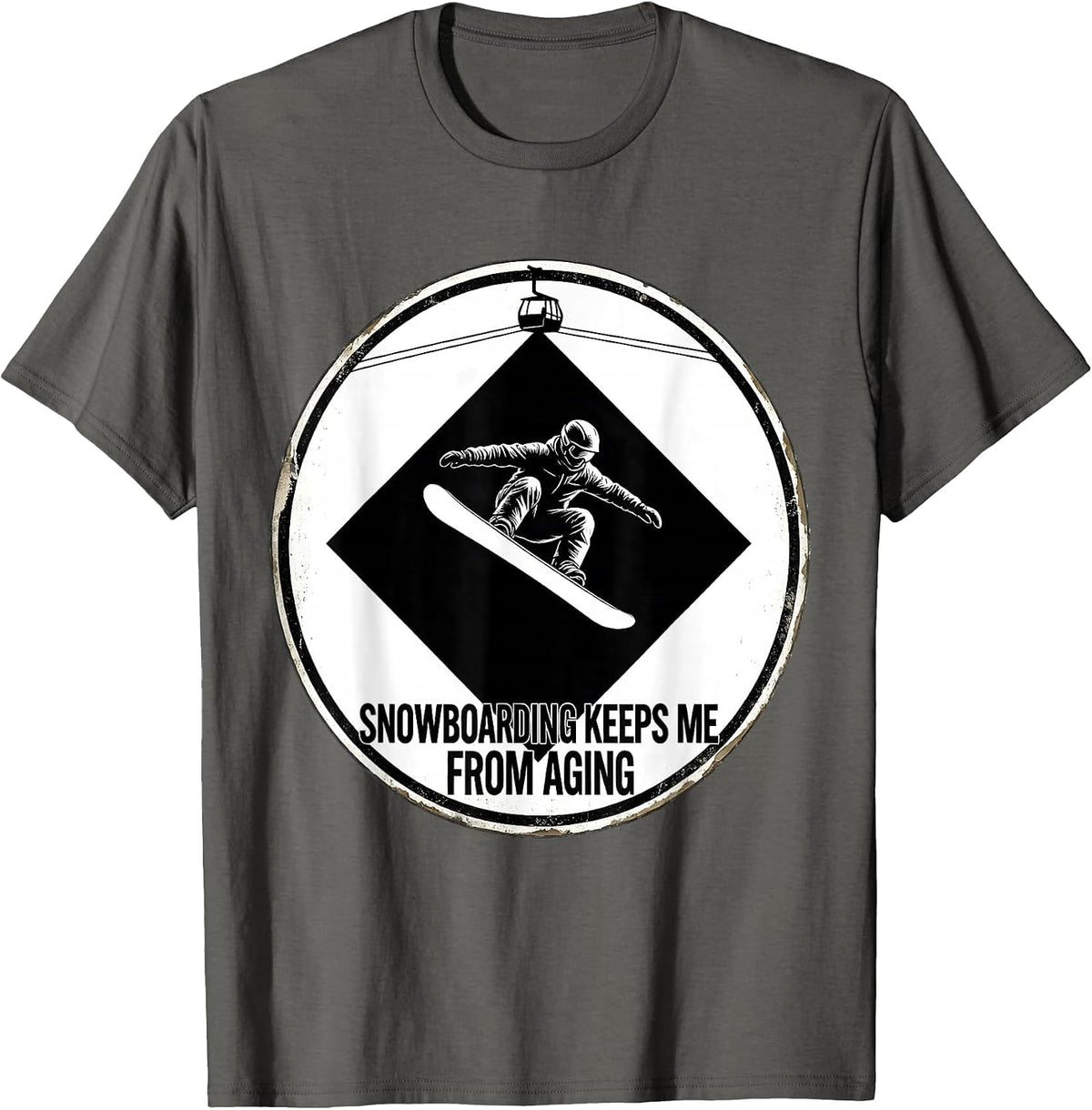 Men's Snowboarding Keeps Me From Aging Vintage Nostalgic T-Shirt - Asphalt Grey