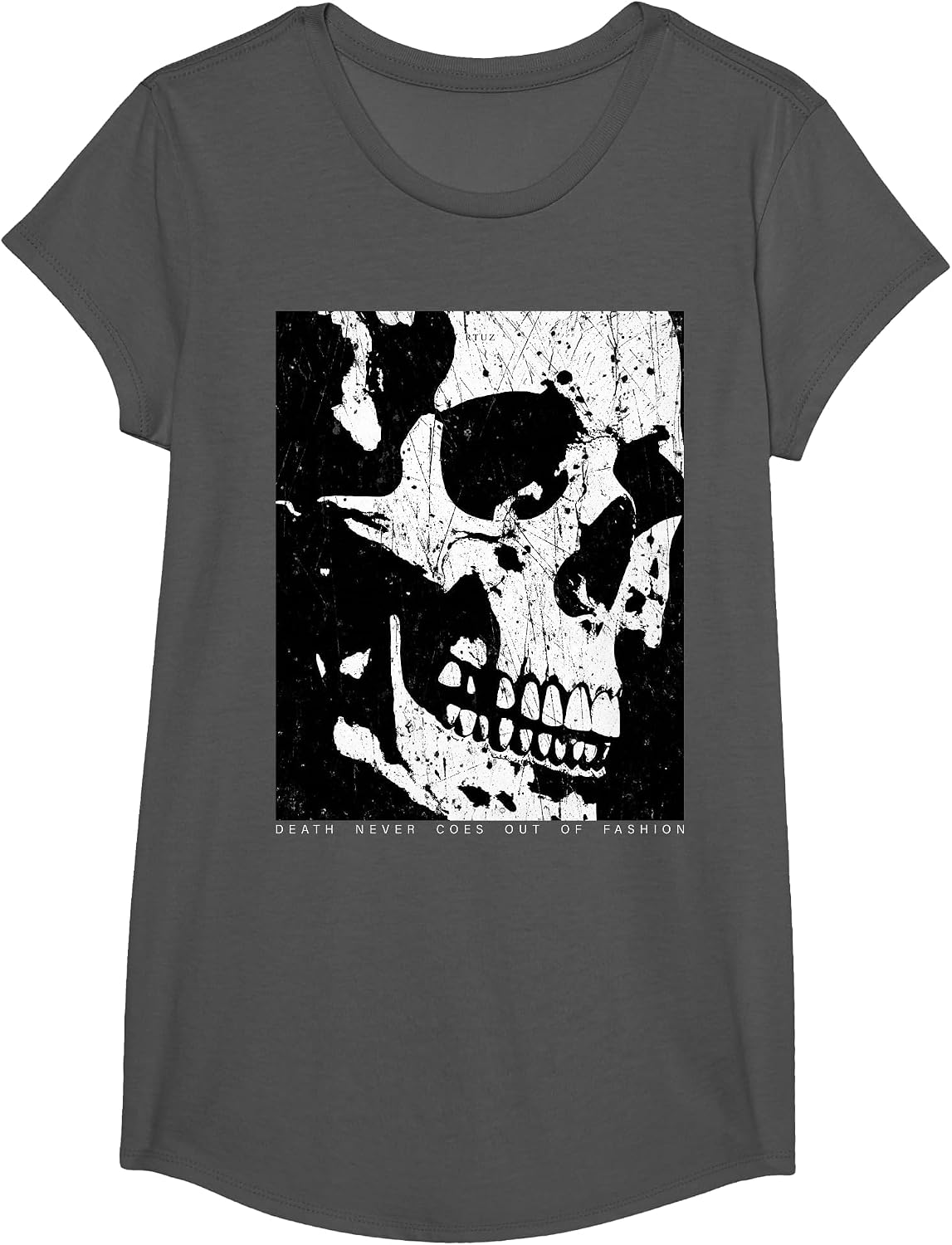 Aesthetic Clothes Vintage Streetwear Fashion Women Men Skull T-Shirt - Girls Asphalt Grey