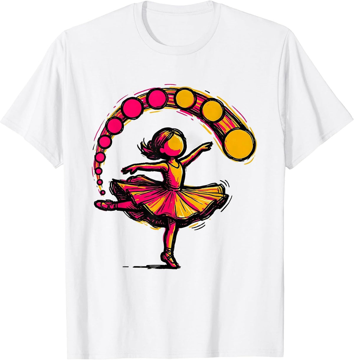 Men's Cartwheel Dot Trail Girls Gymnastics Graphic T-Shirt - White