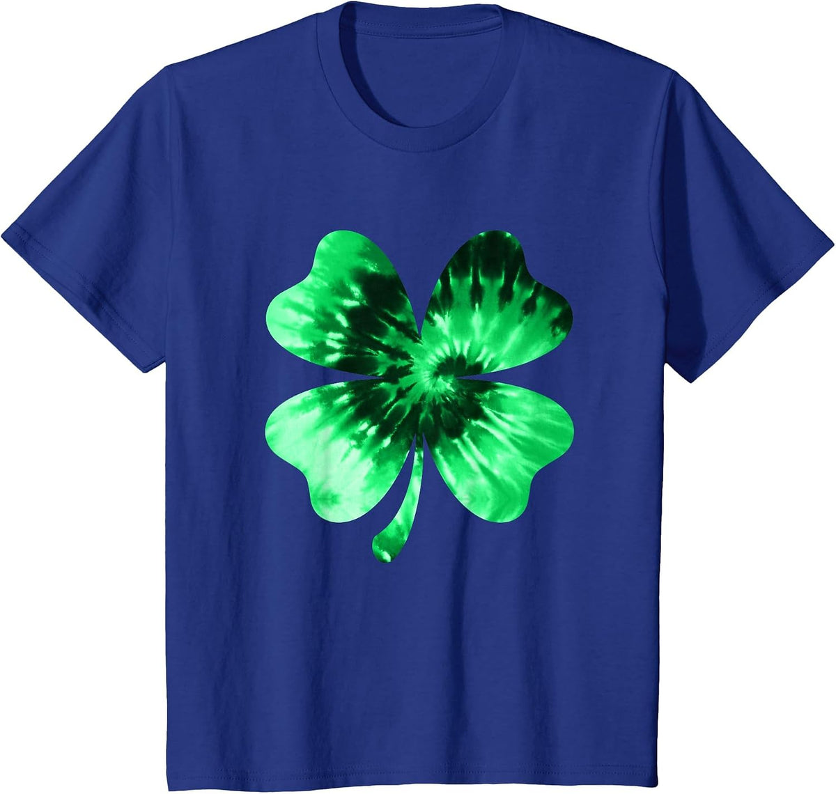 Tie Dye Shamrock Lucky Four-Leaf Clover St. Patrick's Day T-Shirt - Royal Blue