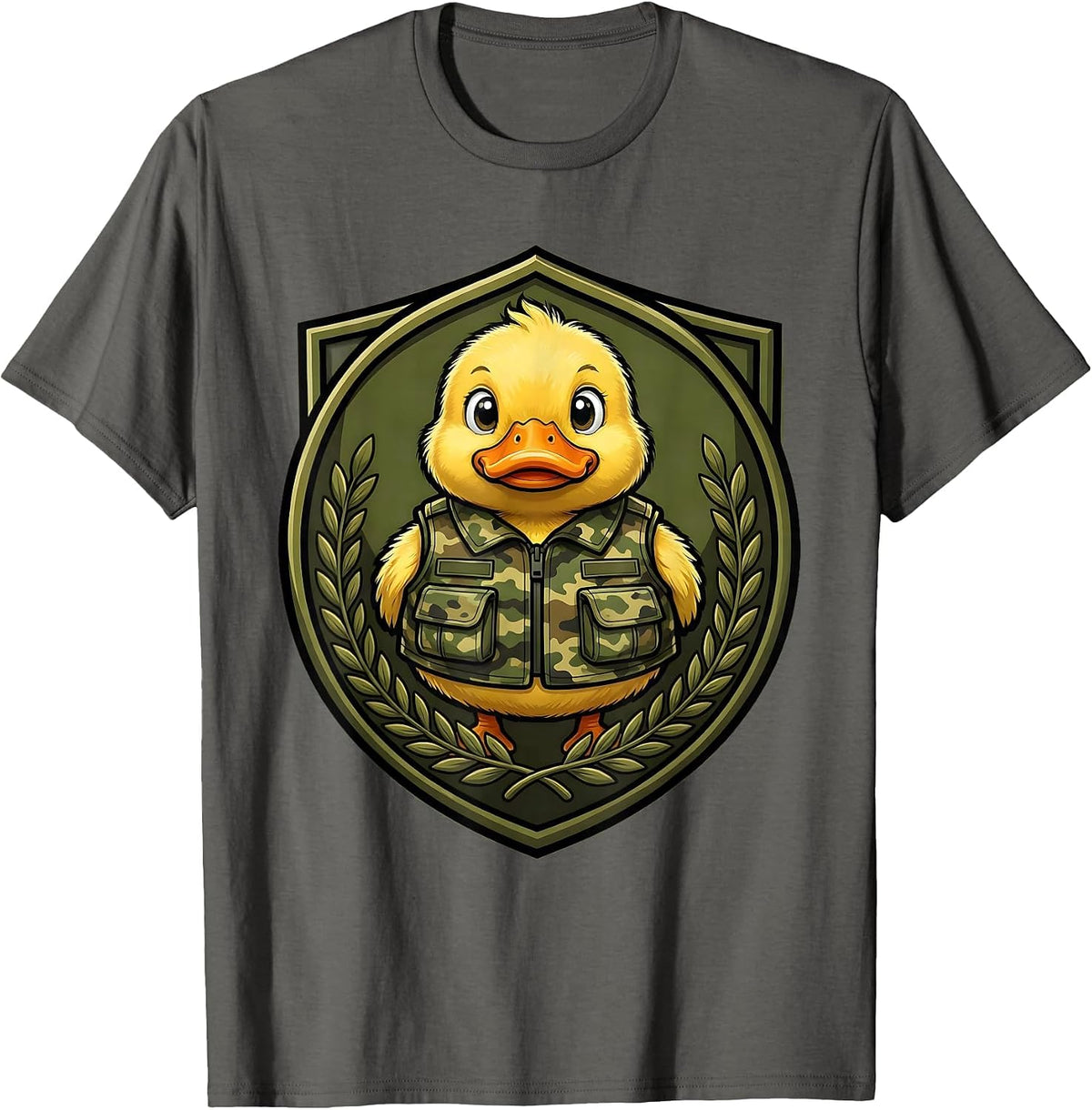 Men's Toddler Camo Baby Duck Tiny Vest Illustration T-Shirt - Asphalt Grey