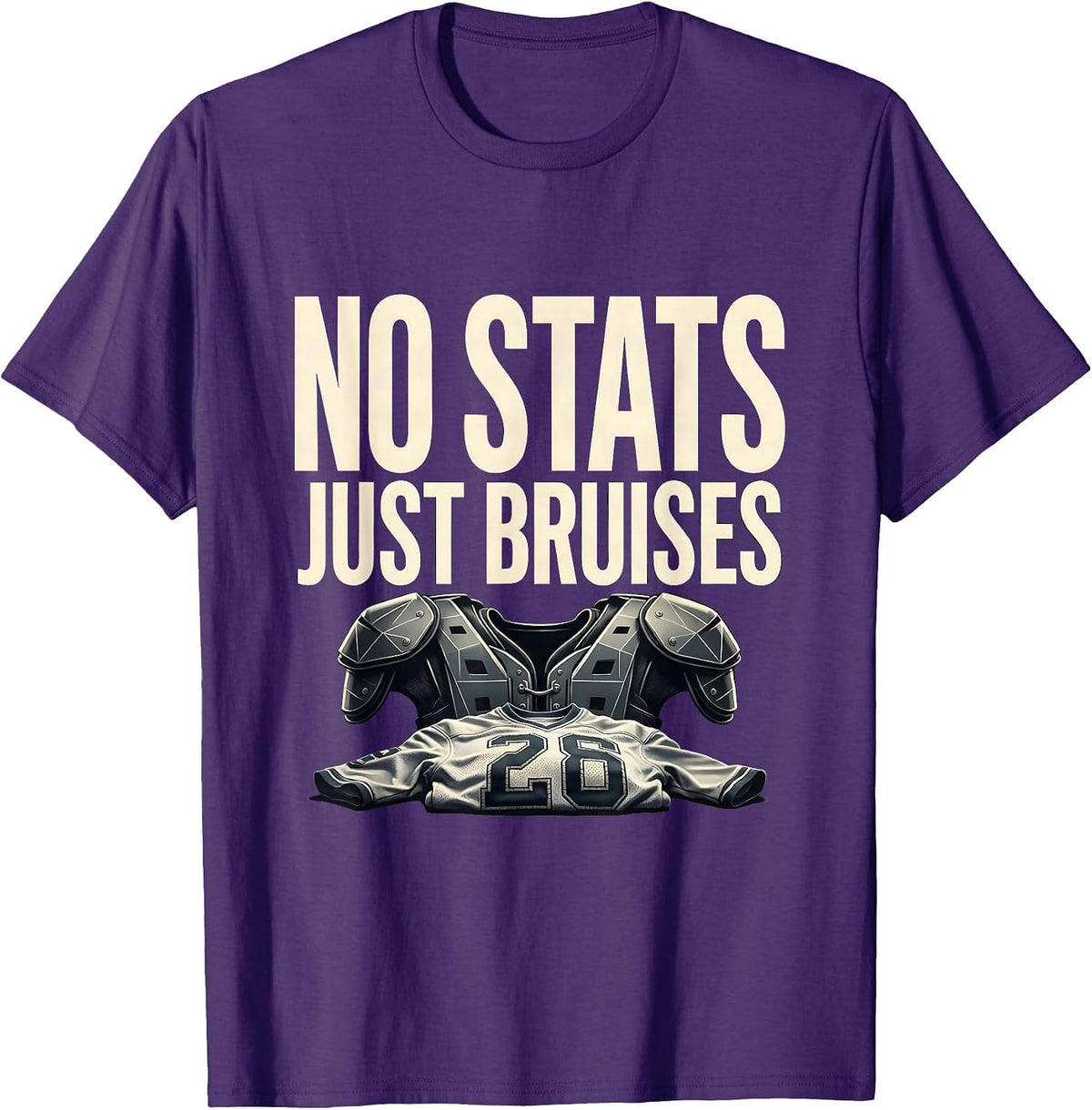 No Stats Just Bruises Funny Football Offensive Lineman Humor T-Shirt - Purple