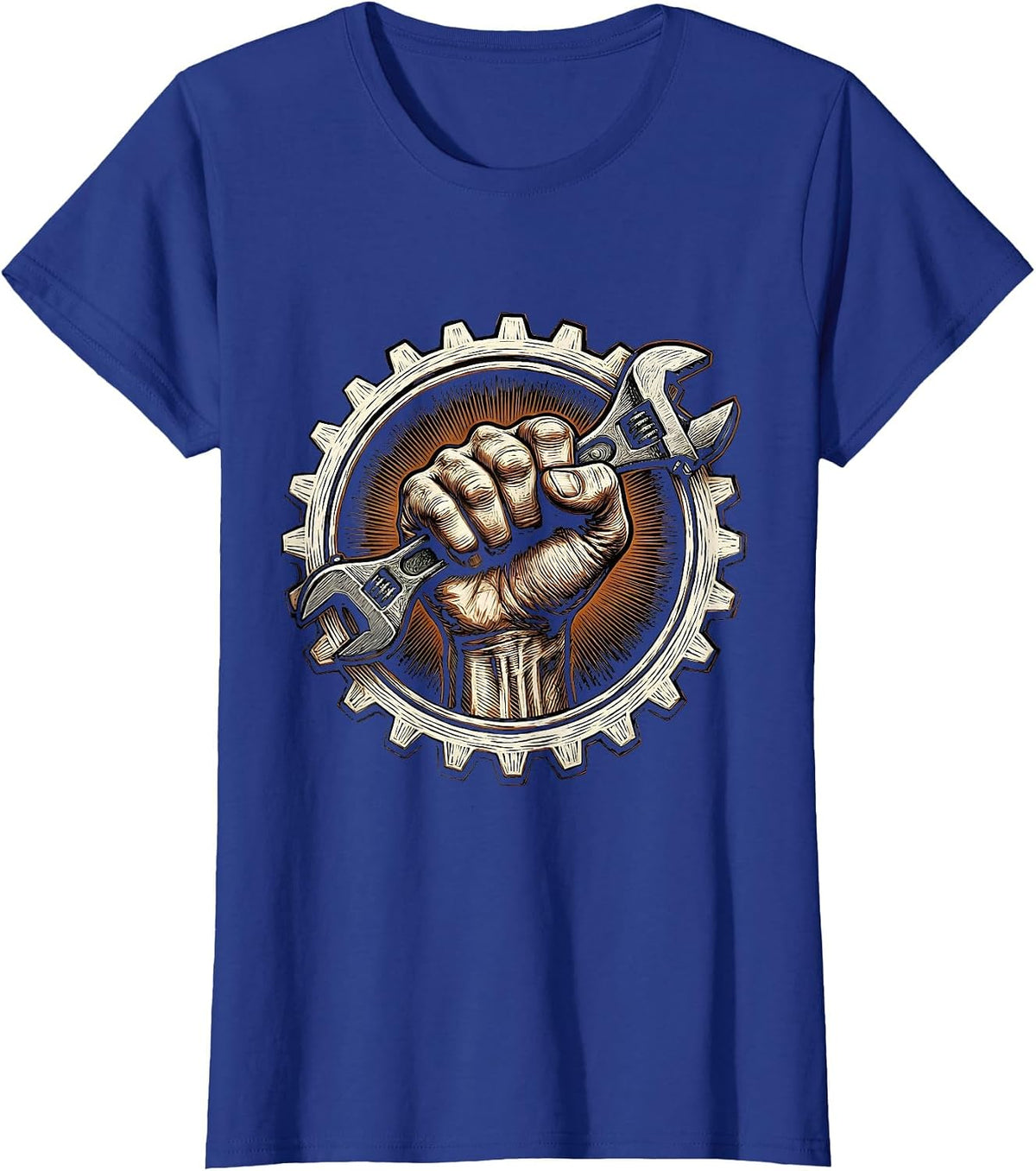 Women's Mechanic Fist Torque Wrench Graphic Design T-Shirt - Royal Blue